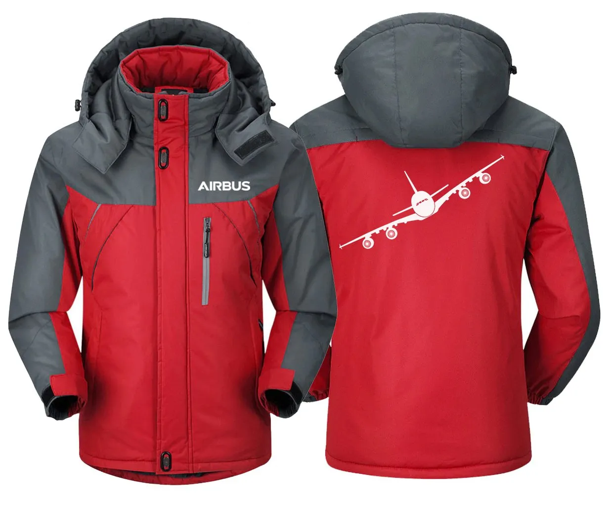 Airbus A380 Winter Jacket - Water-Resistant Windbreaker with Utility Pocket and Unique Design