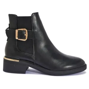 ARDEA28  CHELSEA BUCKLE FLAT ANKLE BOOT