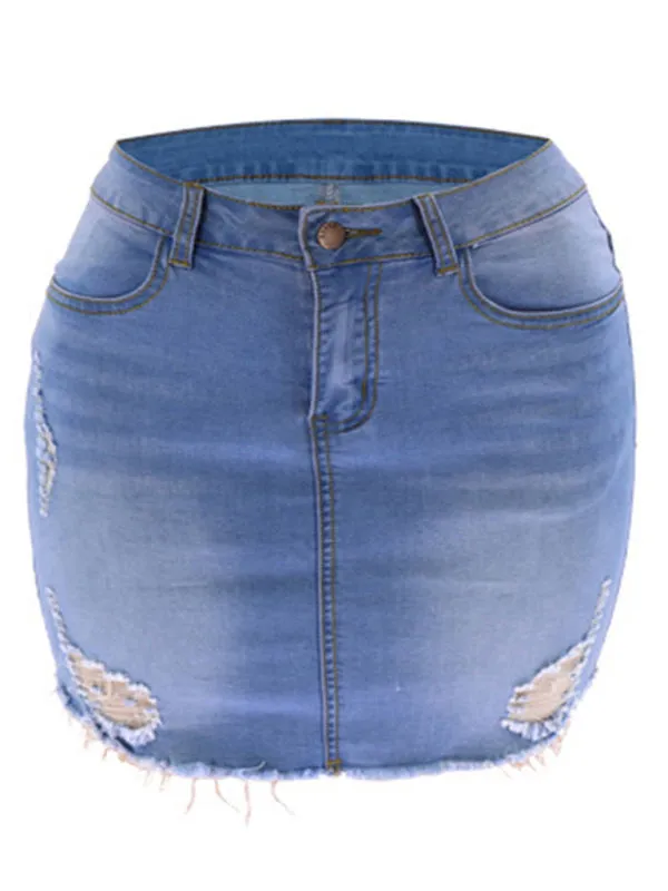 Avah Women's Ripped Loose And Slim Denim Skirt