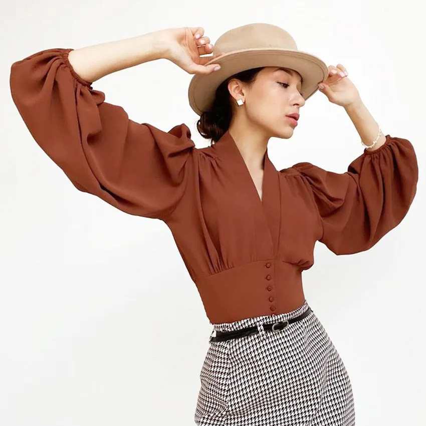 Béatrice Puff Sleeve Empire Blouse - 2 Colors