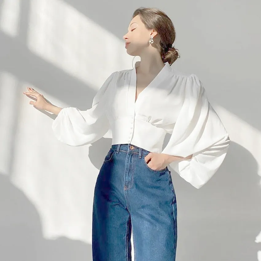 Béatrice Puff Sleeve Empire Blouse - 2 Colors