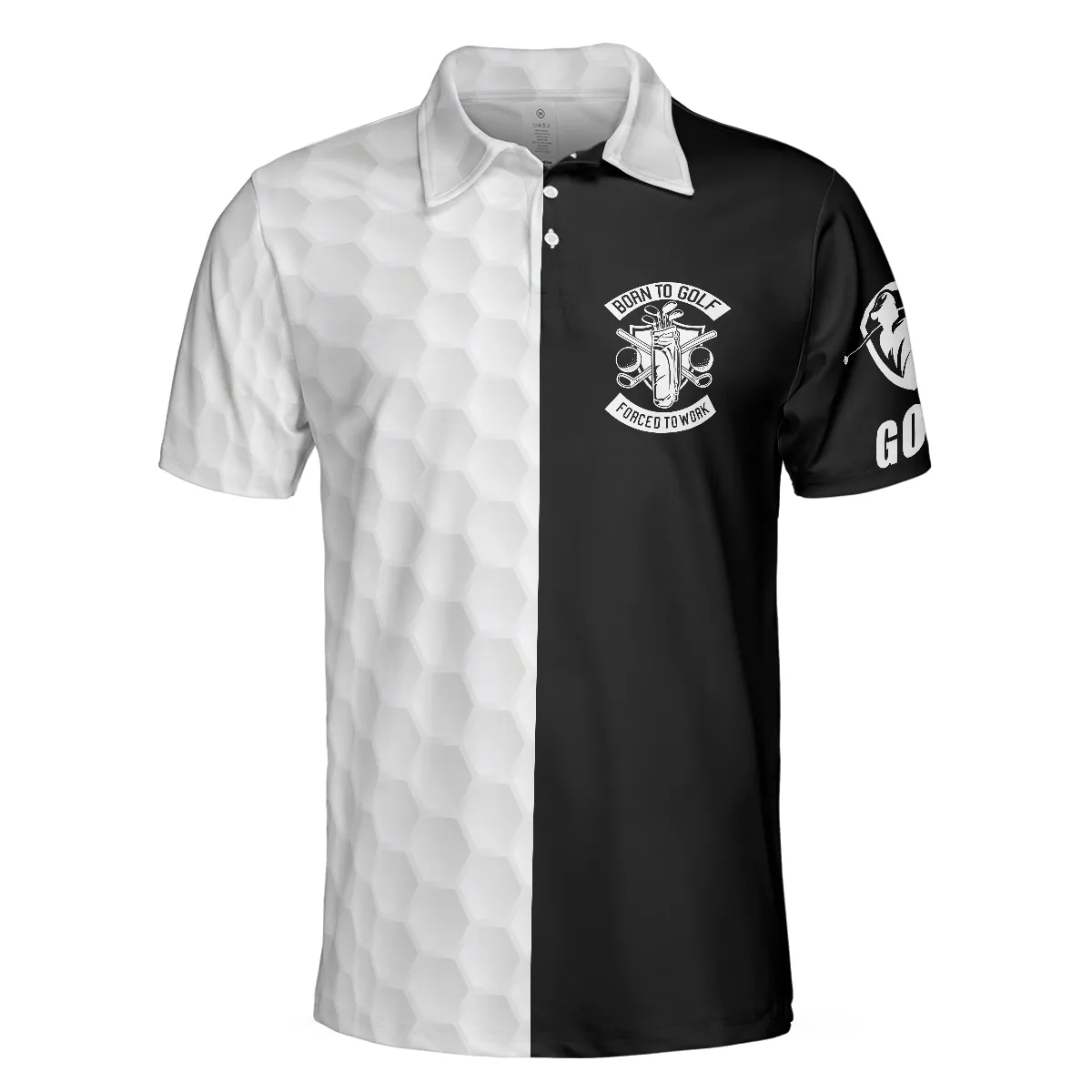 Black & White Are You Looking At My Putt Golf Polo Shirt, Black And Golf Pattern Polo Shirt, Sarcastic Golf Shirt For Men