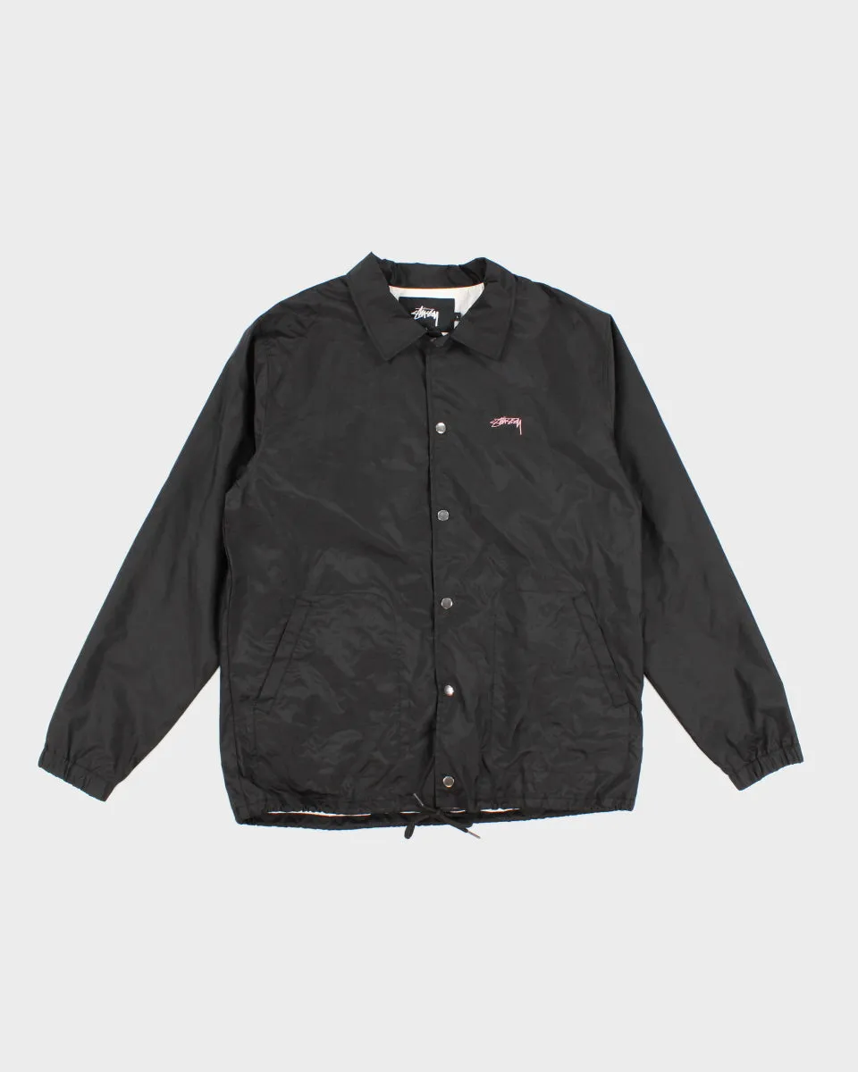 Black Stussy Button Up Windbreaker - L