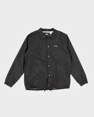 Black Stussy Button Up Windbreaker - L