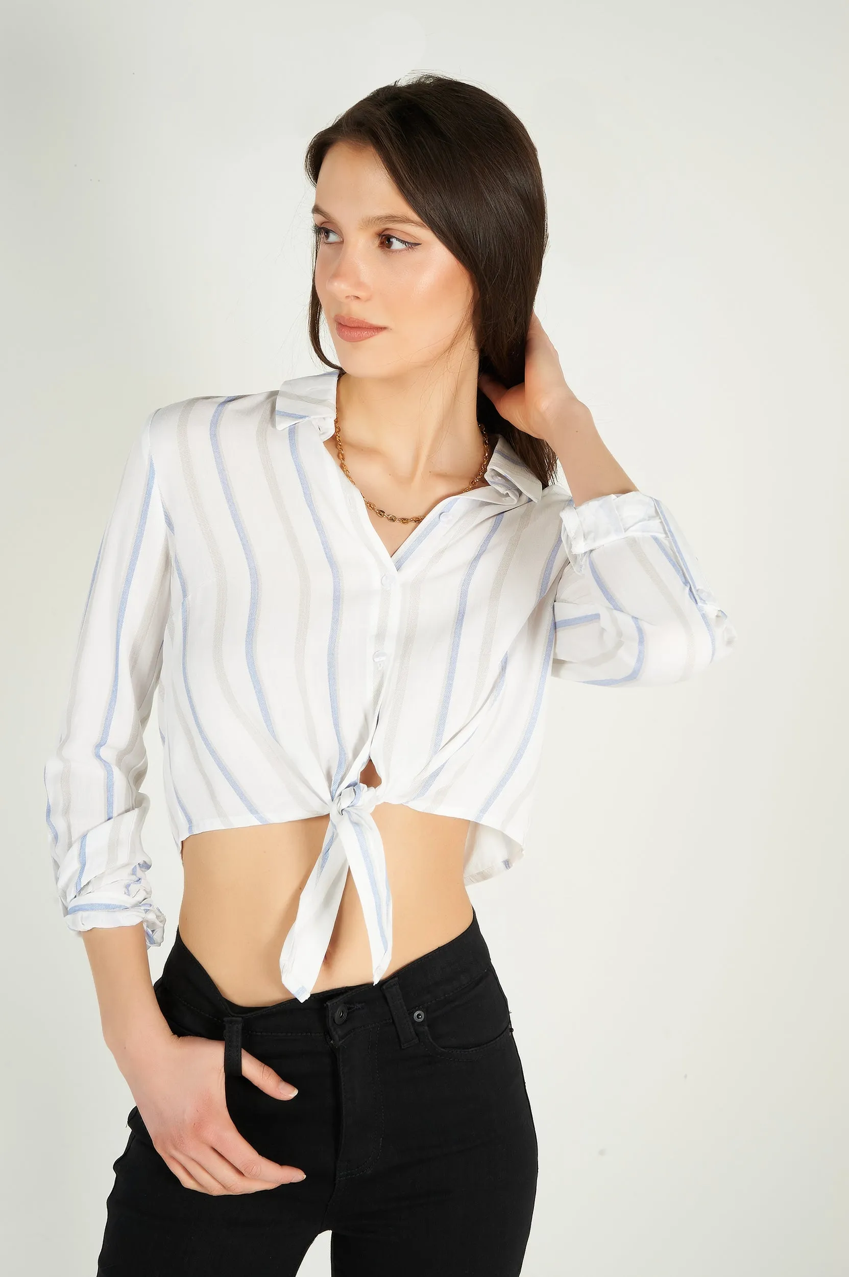 Blouse courte rayée - ENARA - (E-B5) - VENTE FINALE