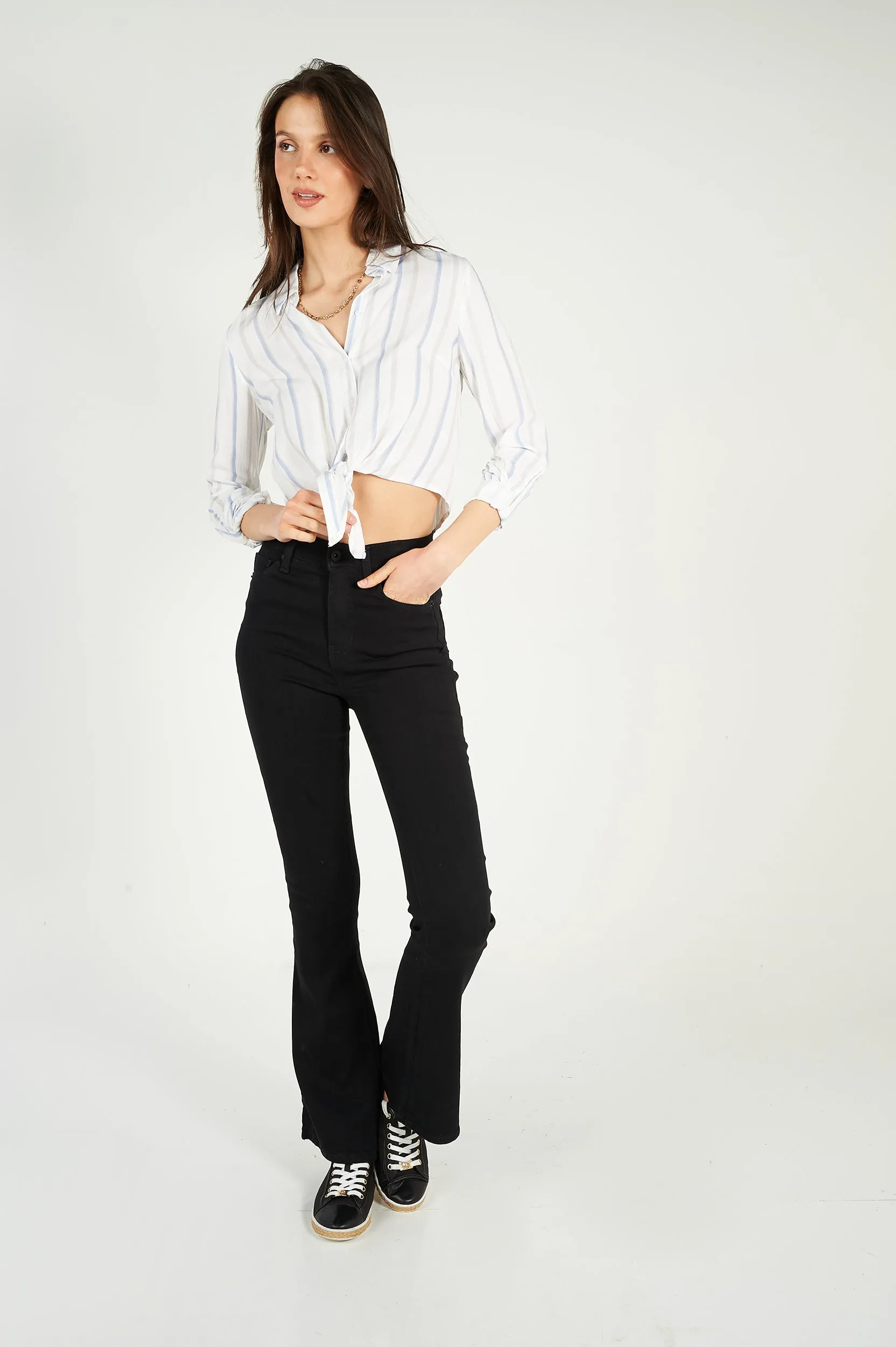Blouse courte rayée - ENARA - (E-B5) - VENTE FINALE