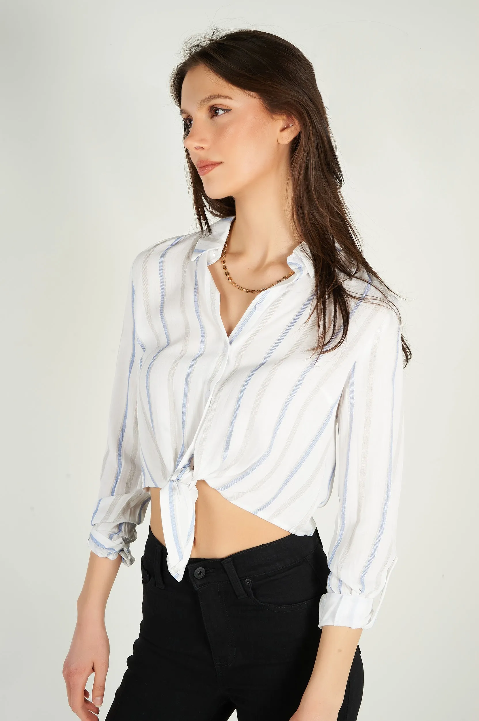 Blouse courte rayée - ENARA - (E-B5) - VENTE FINALE