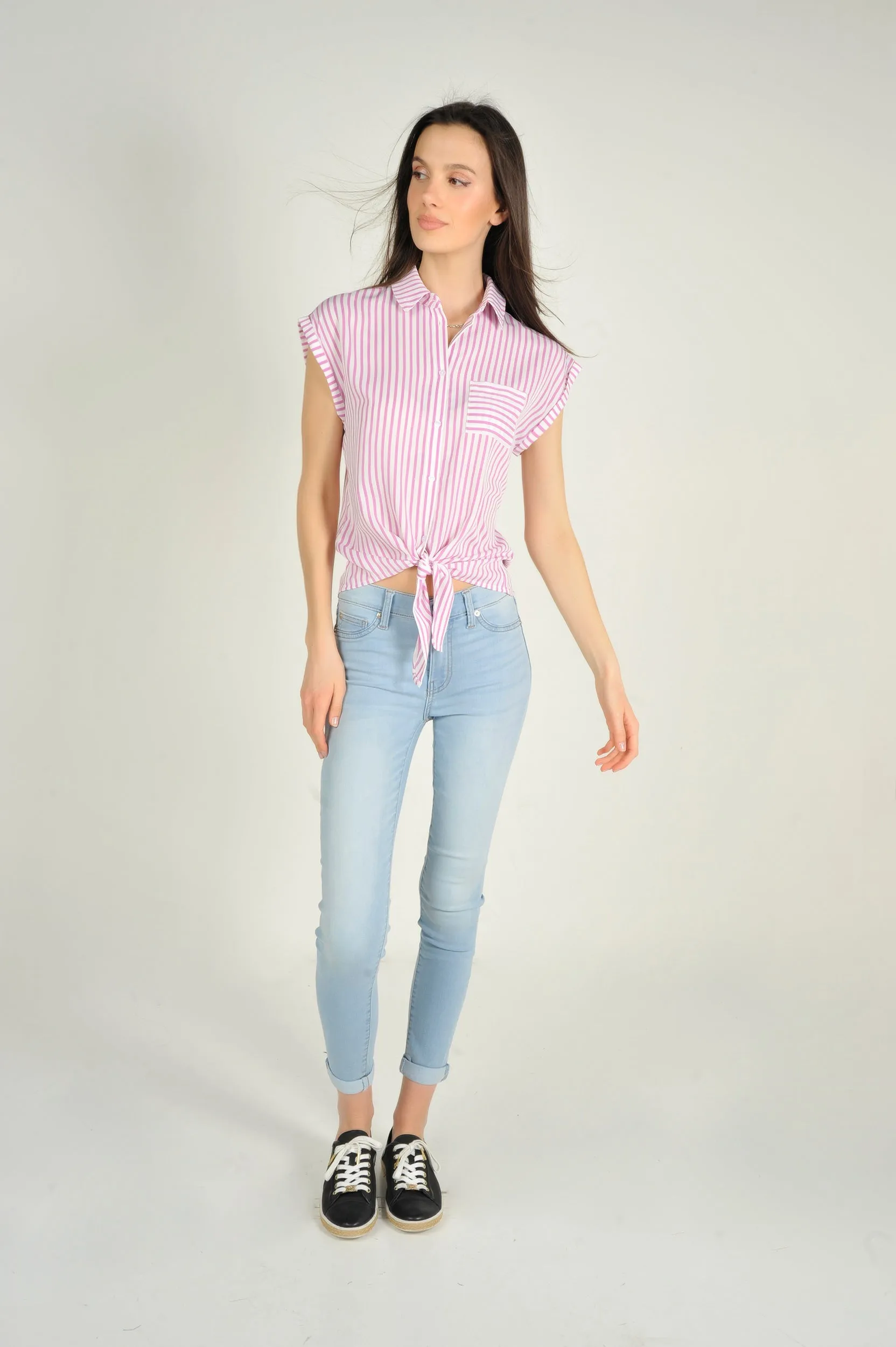 Blouse rayée à manches courtes - AUBELINE-X1 - (E-C4)
