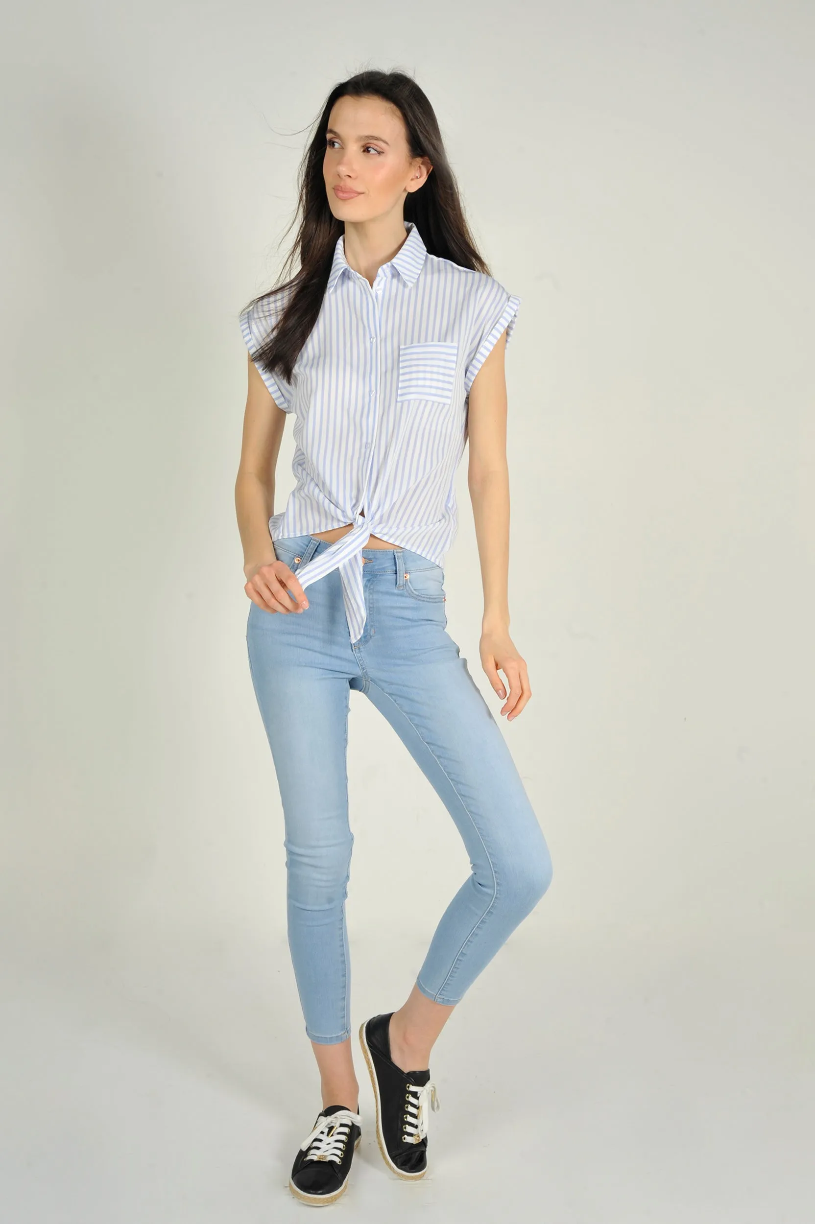 Blouse rayée à manches courtes - AUBELINE-X1 - (E-C4)