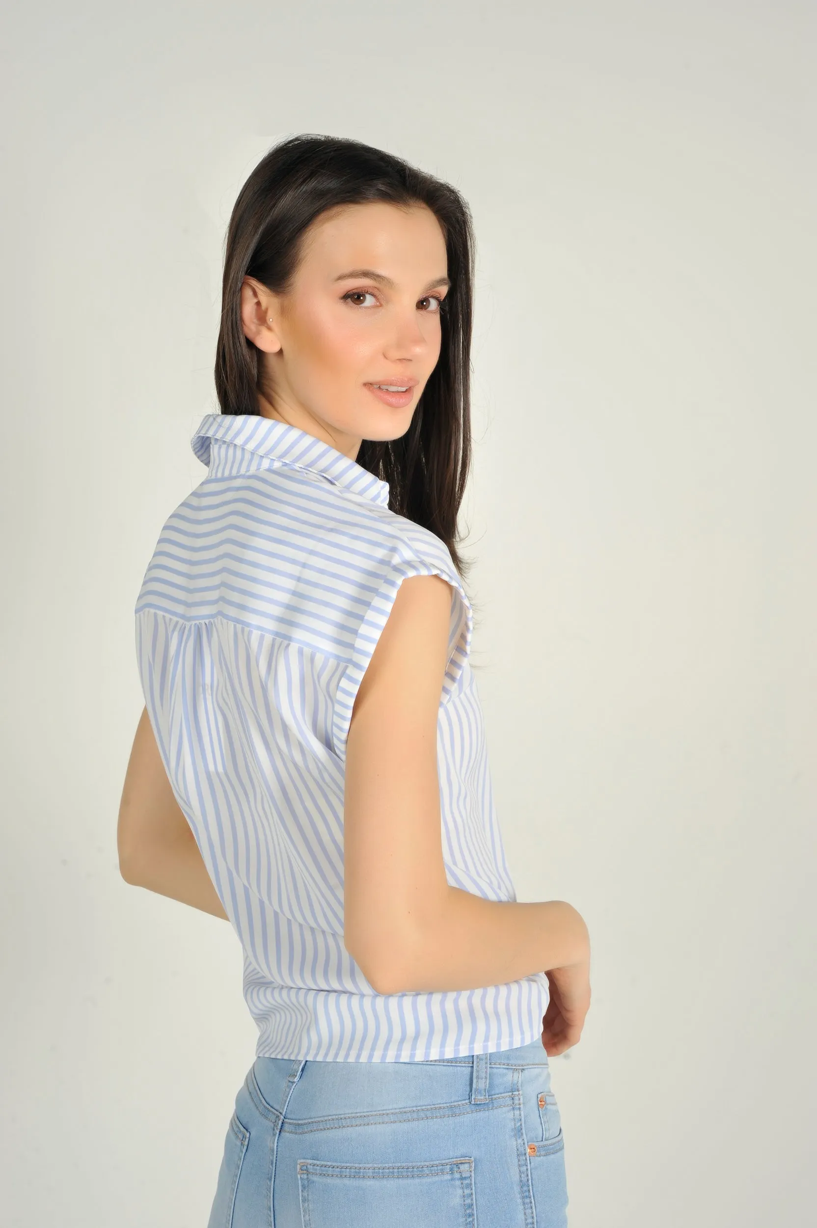 Blouse rayée à manches courtes - AUBELINE-X1 - (E-C4)