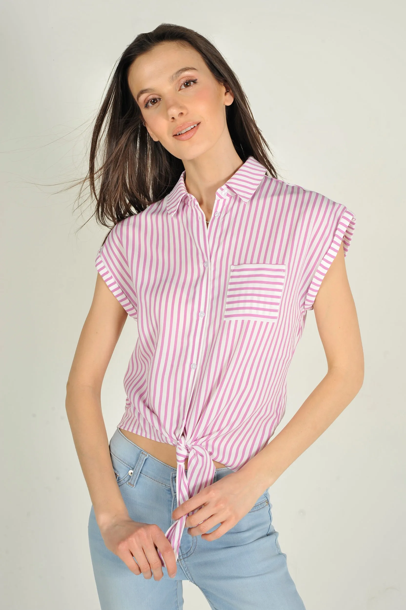 Blouse rayée à manches courtes - AUBELINE-X1 - (E-C4)