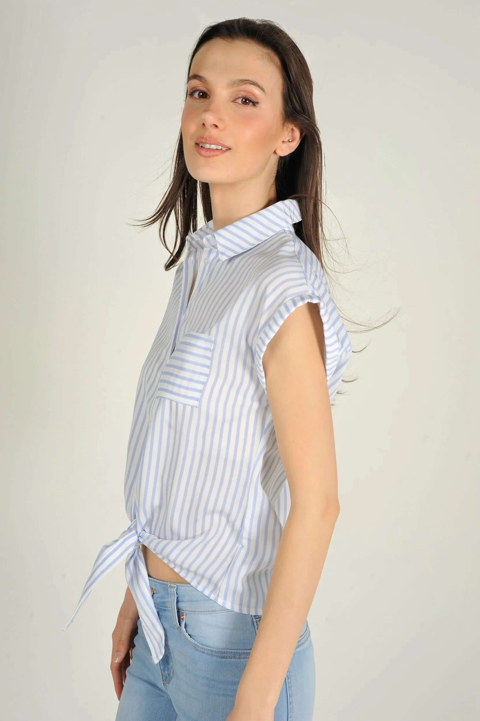 Blouse rayée à manches courtes - AUBELINE-X1 - (E-C4)