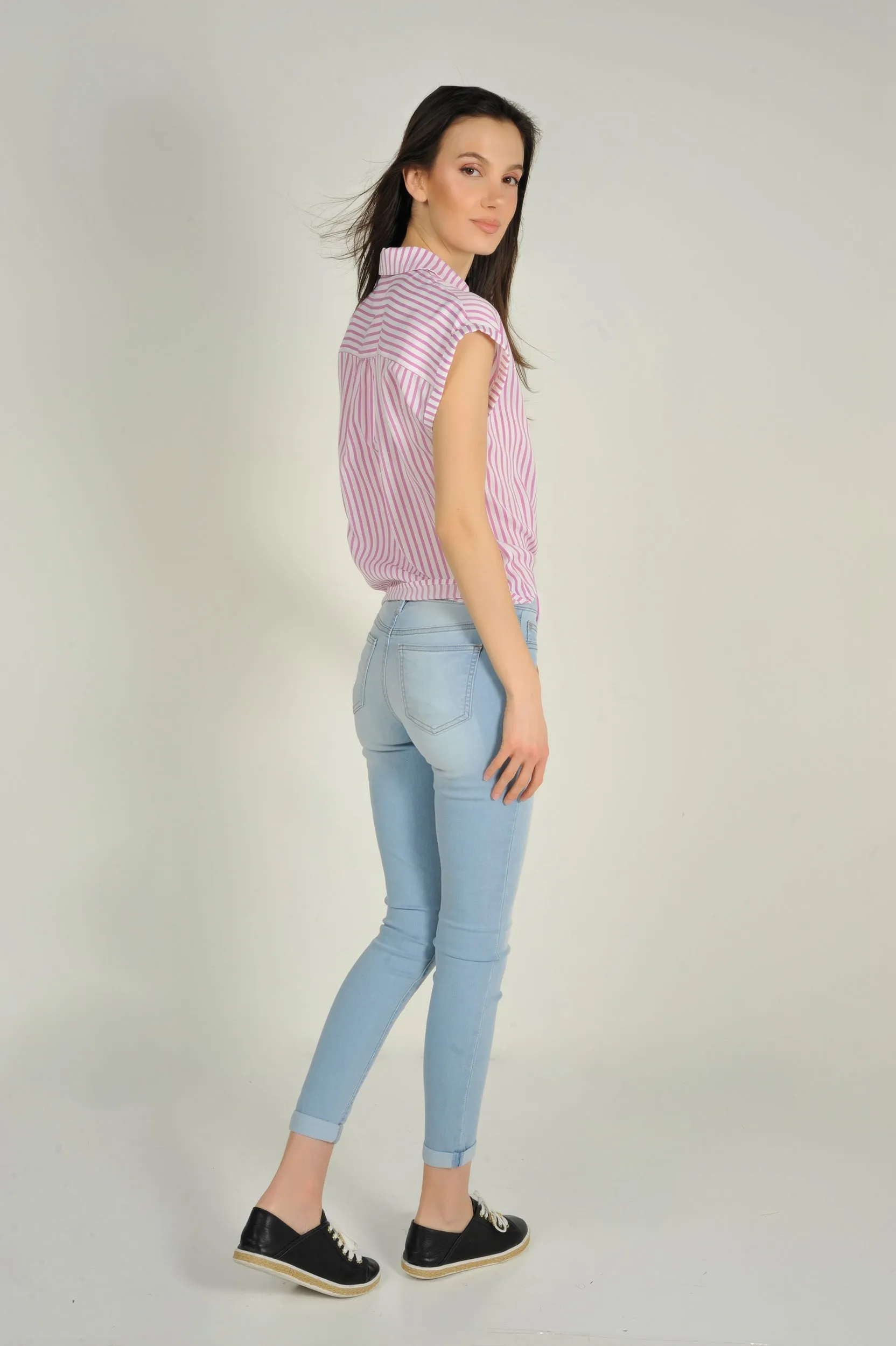 Blouse rayée à manches courtes - AUBELINE-X1 - (E-C4)