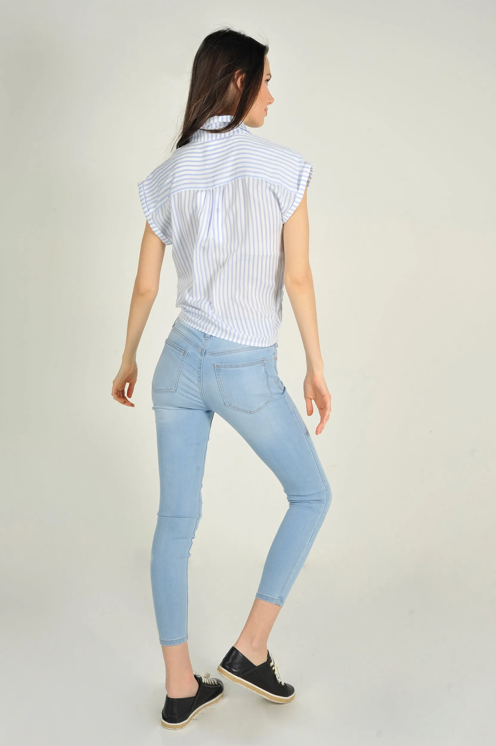 Blouse rayée à manches courtes - AUBELINE-X1 - (E-C4)