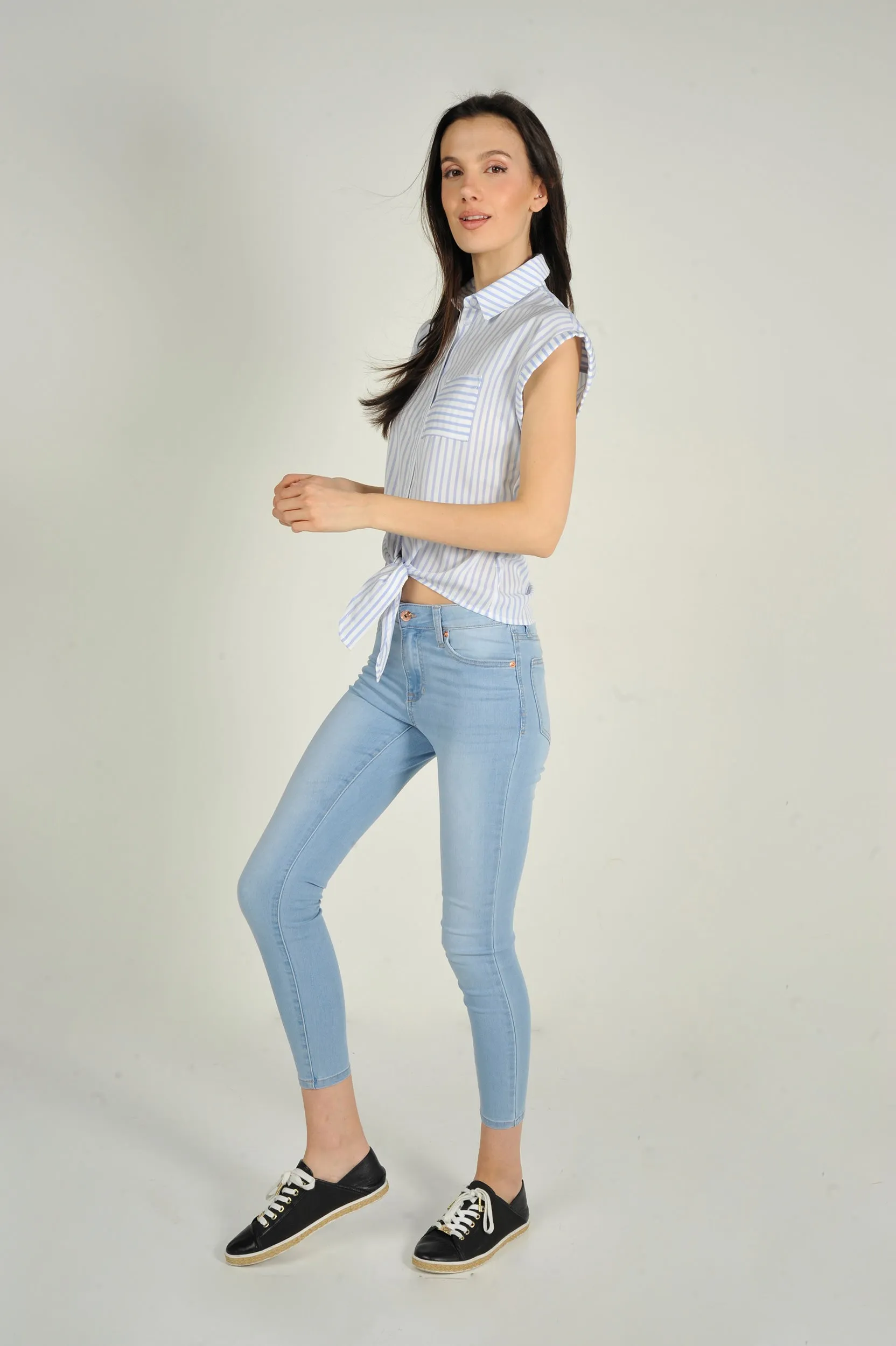 Blouse rayée à manches courtes - AUBELINE-X1 - (E-C4)