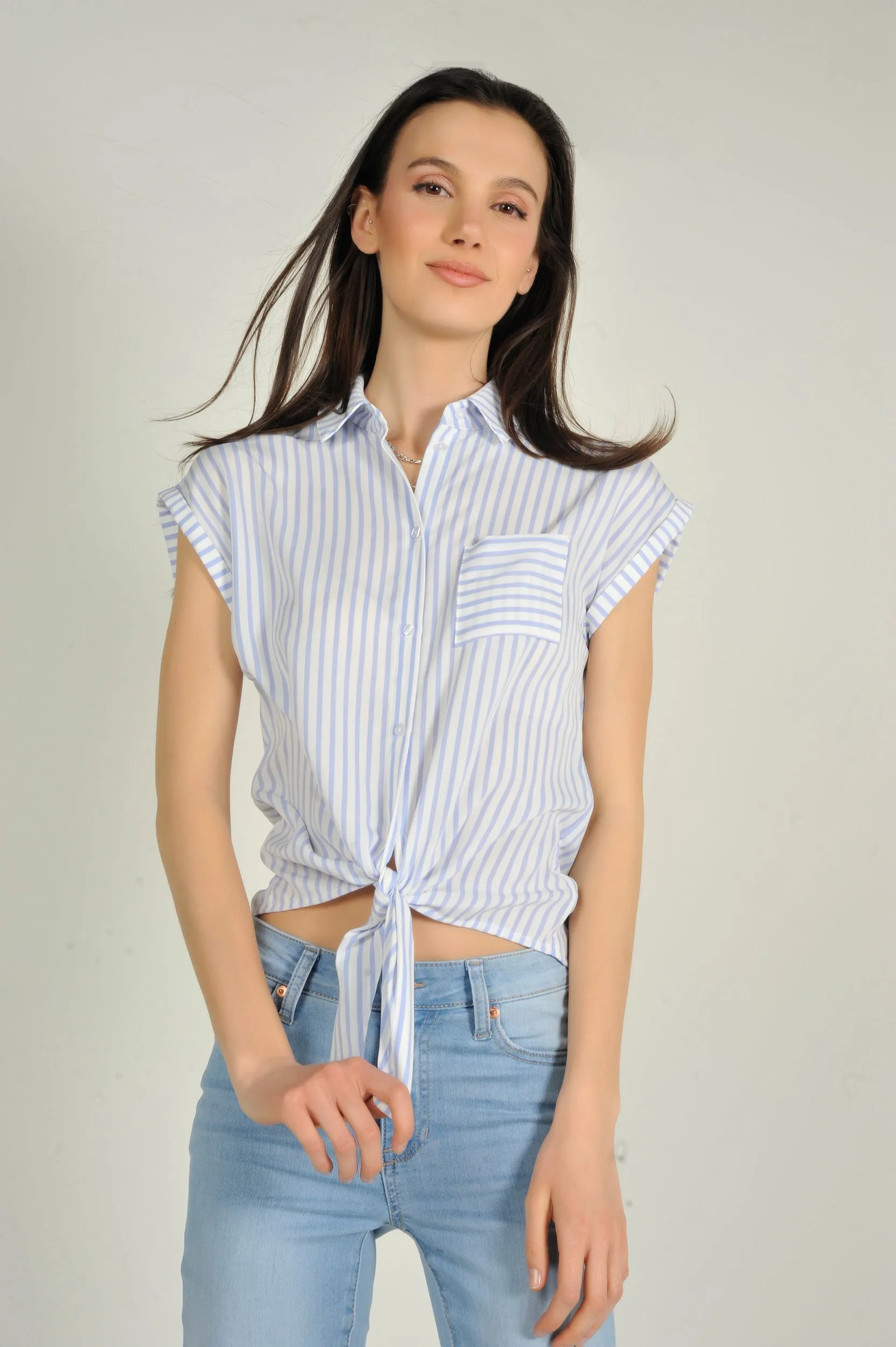 Blouse rayée à manches courtes - AUBELINE-X1 - (E-C4)