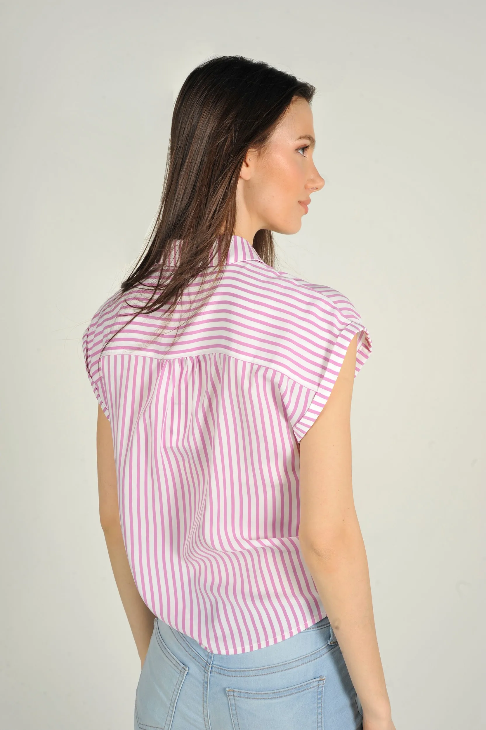 Blouse rayée à manches courtes - AUBELINE-X1 - (E-C4)