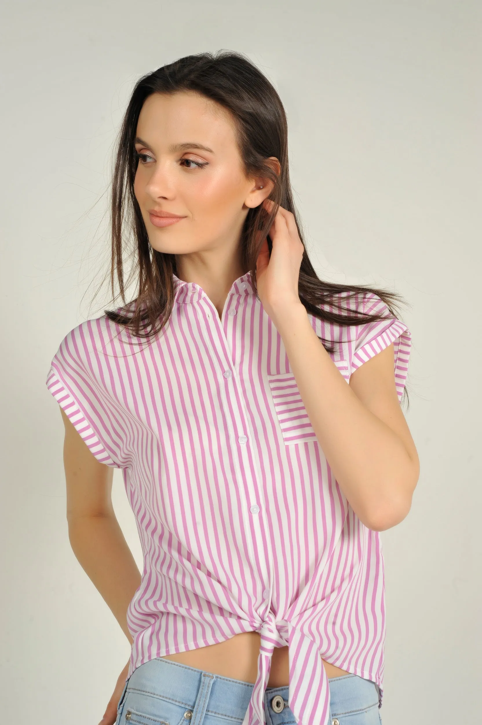 Blouse rayée à manches courtes - AUBELINE-X1 - (E-C4)