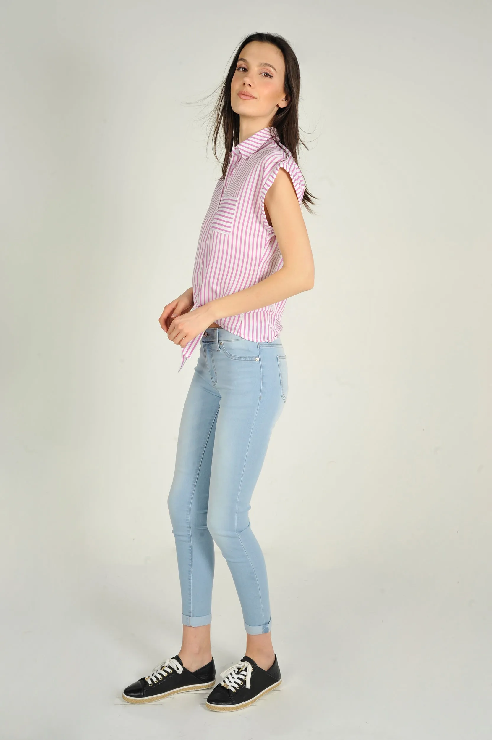 Blouse rayée à manches courtes - AUBELINE-X1 - (E-C4)