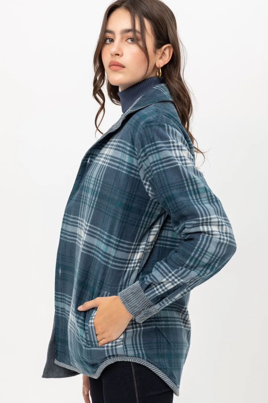 Blueberry Vineyard" Gray Corduroy Reversible Button Down Jacket