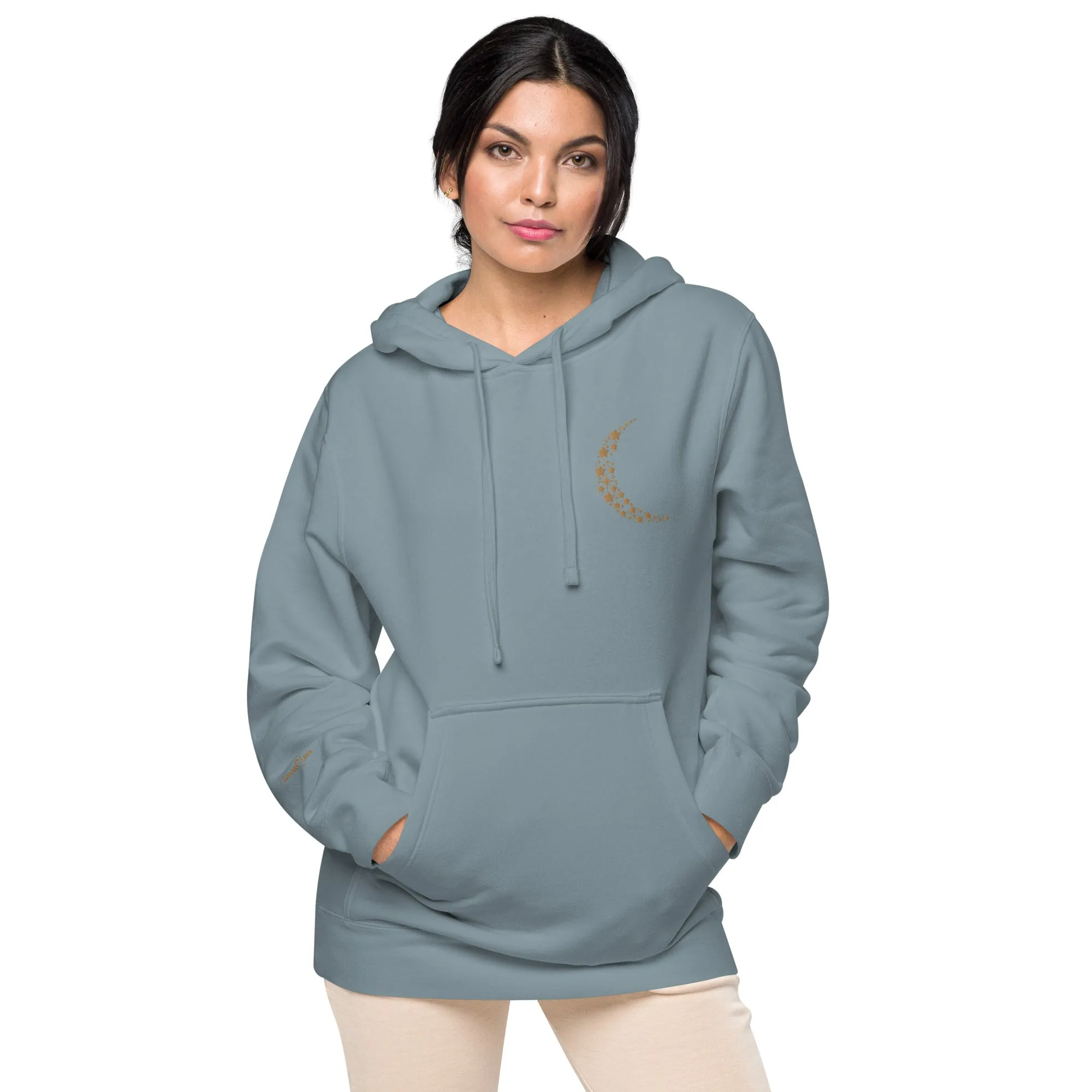 Crescent Moon Design Unisex Pigment-Dyed Hoodie, lioness-love