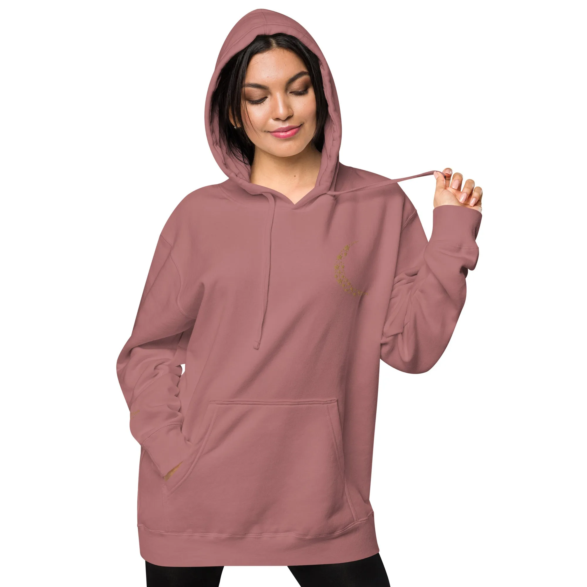 Crescent Moon Design Unisex Pigment-Dyed Hoodie, lioness-love
