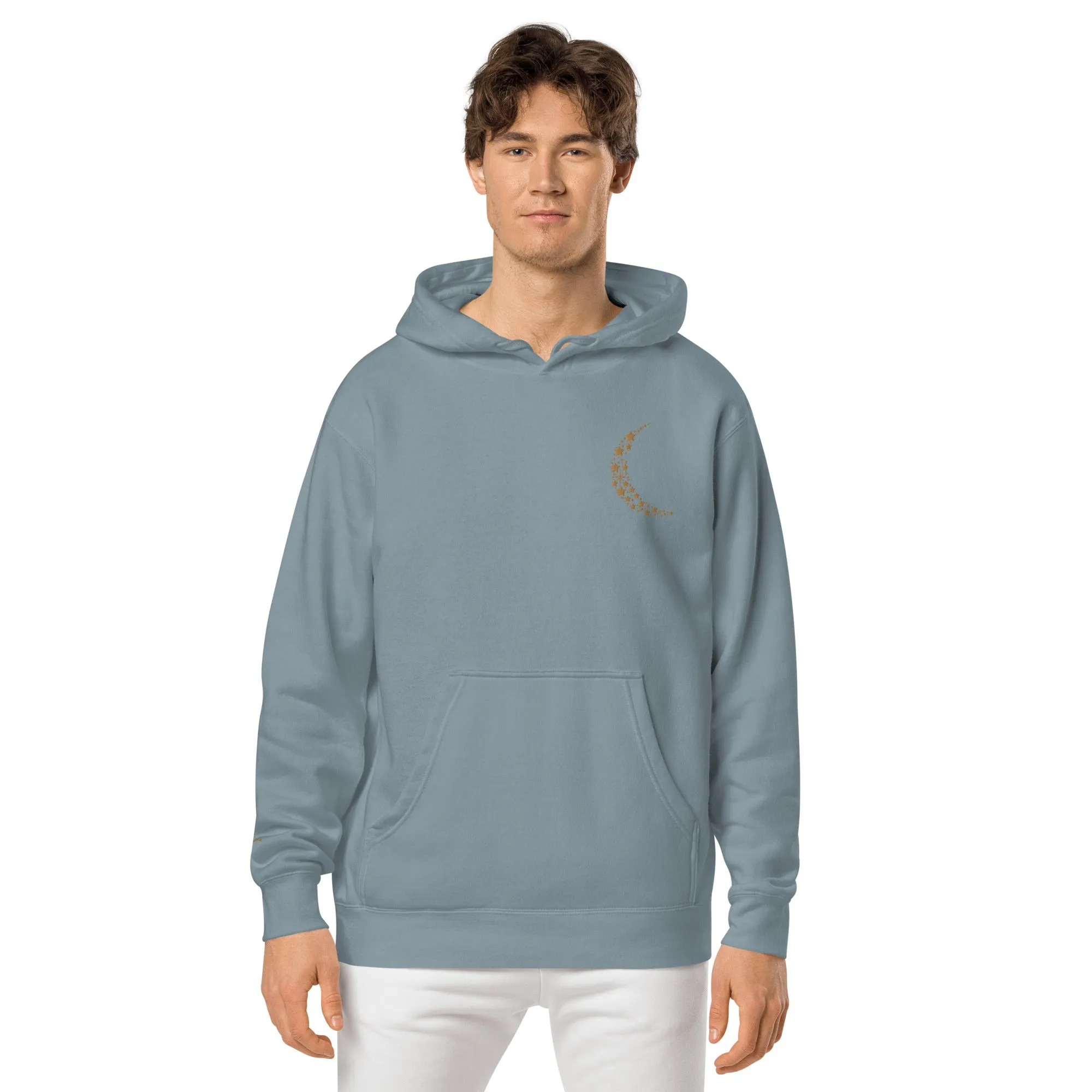 Crescent Moon Design Unisex Pigment-Dyed Hoodie, lioness-love