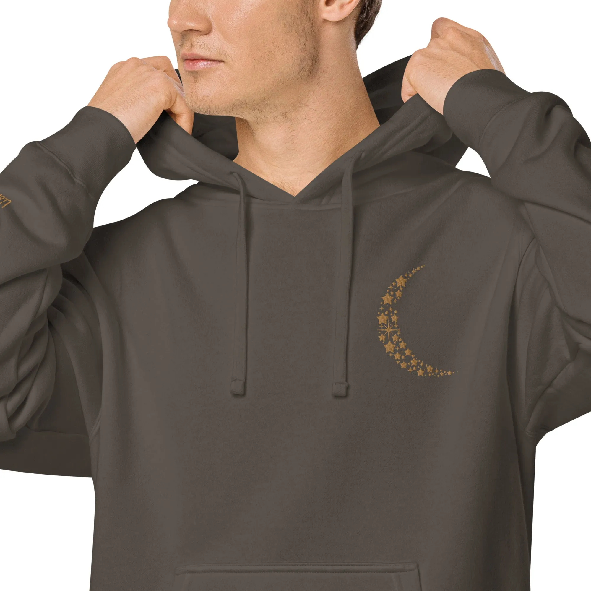 Crescent Moon Design Unisex Pigment-Dyed Hoodie, lioness-love