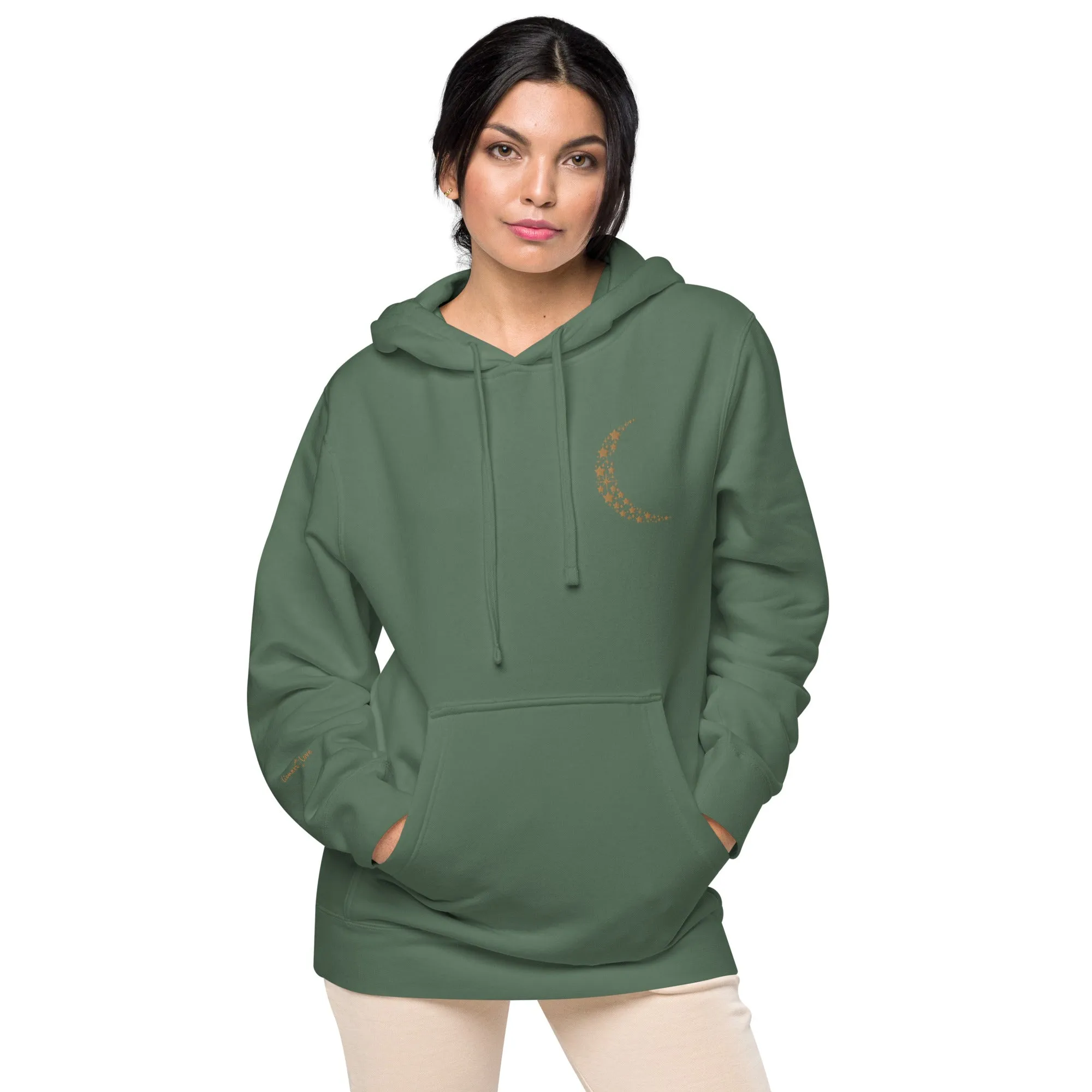 Crescent Moon Design Unisex Pigment-Dyed Hoodie, lioness-love