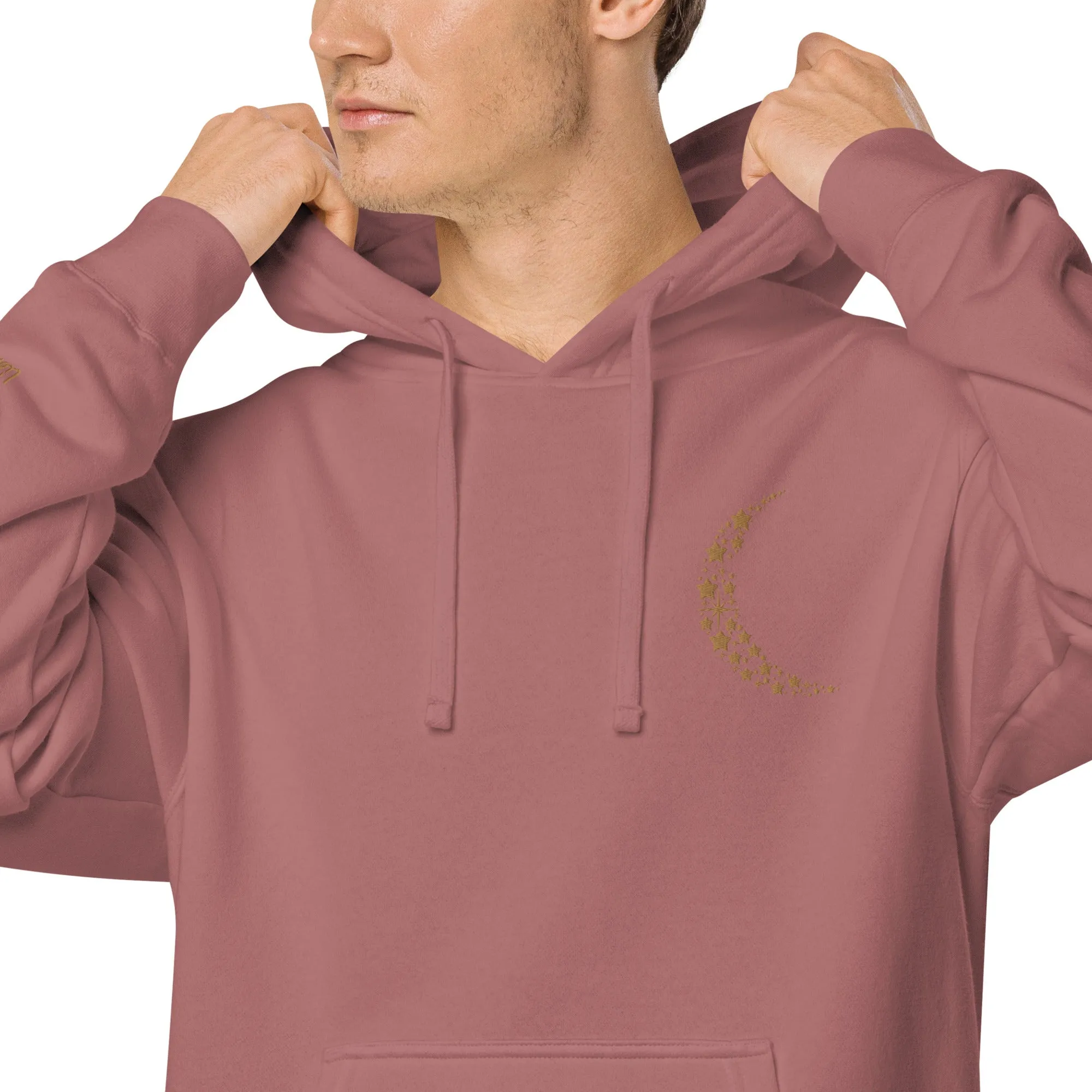 Crescent Moon Design Unisex Pigment-Dyed Hoodie, lioness-love