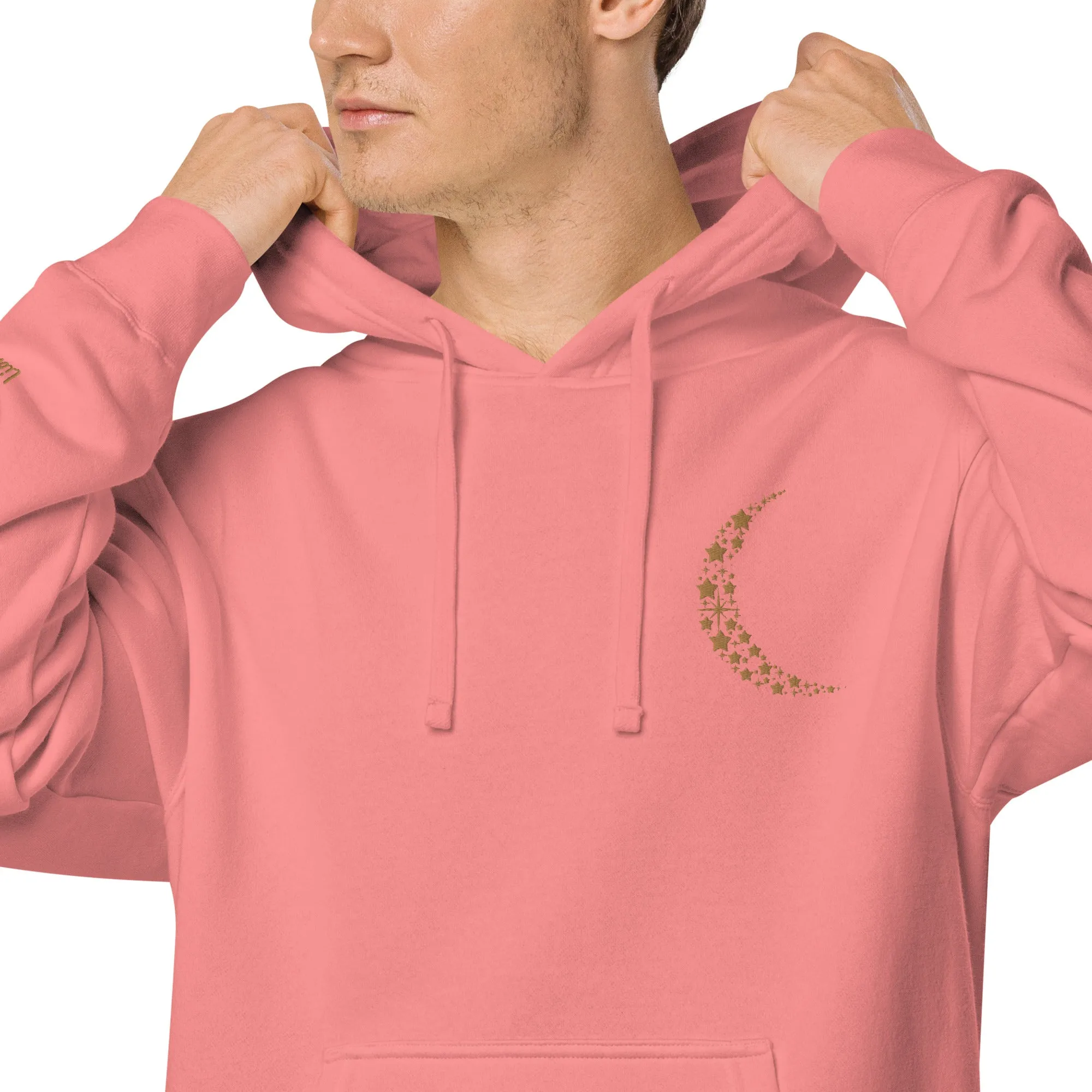 Crescent Moon Design Unisex Pigment-Dyed Hoodie, lioness-love