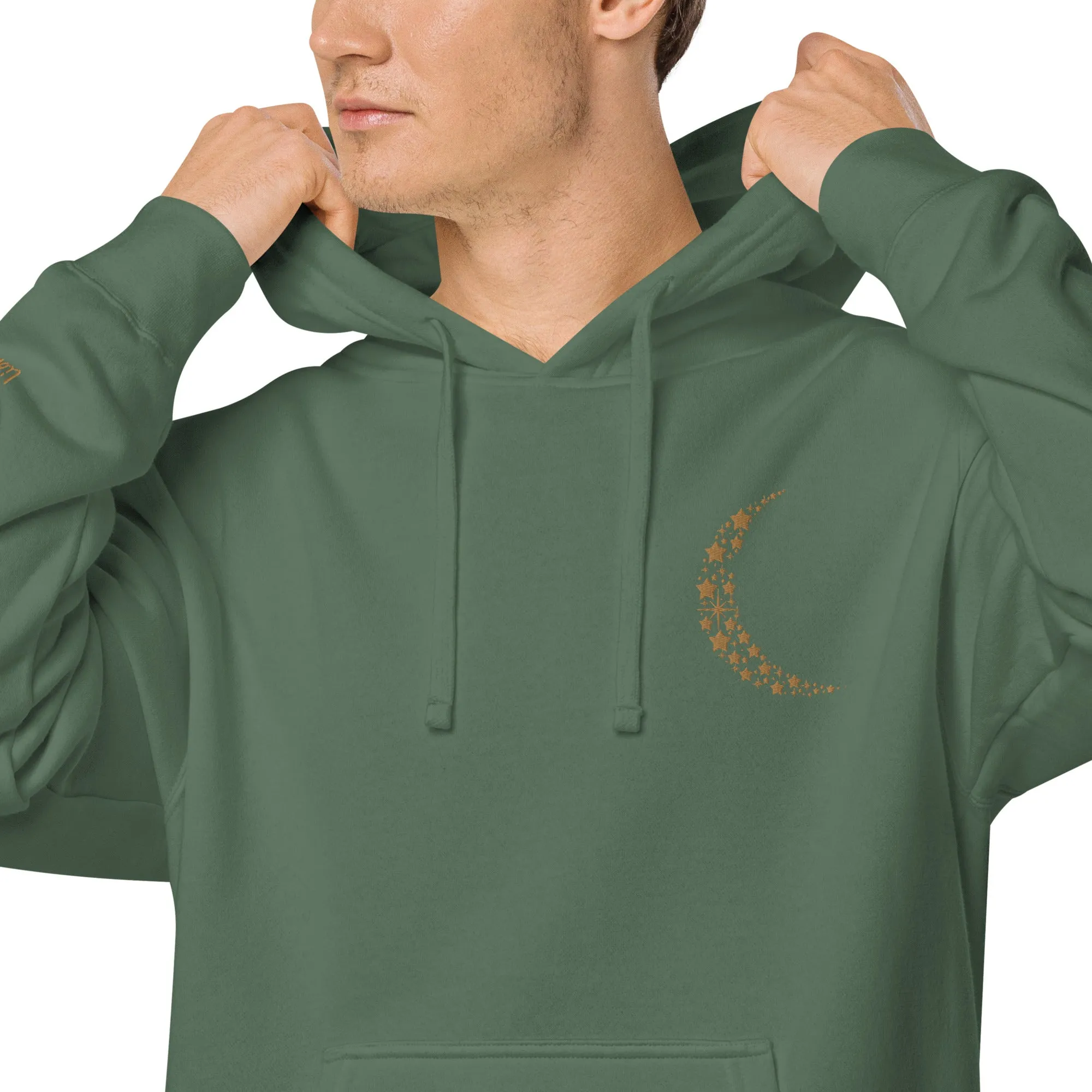 Crescent Moon Design Unisex Pigment-Dyed Hoodie, lioness-love