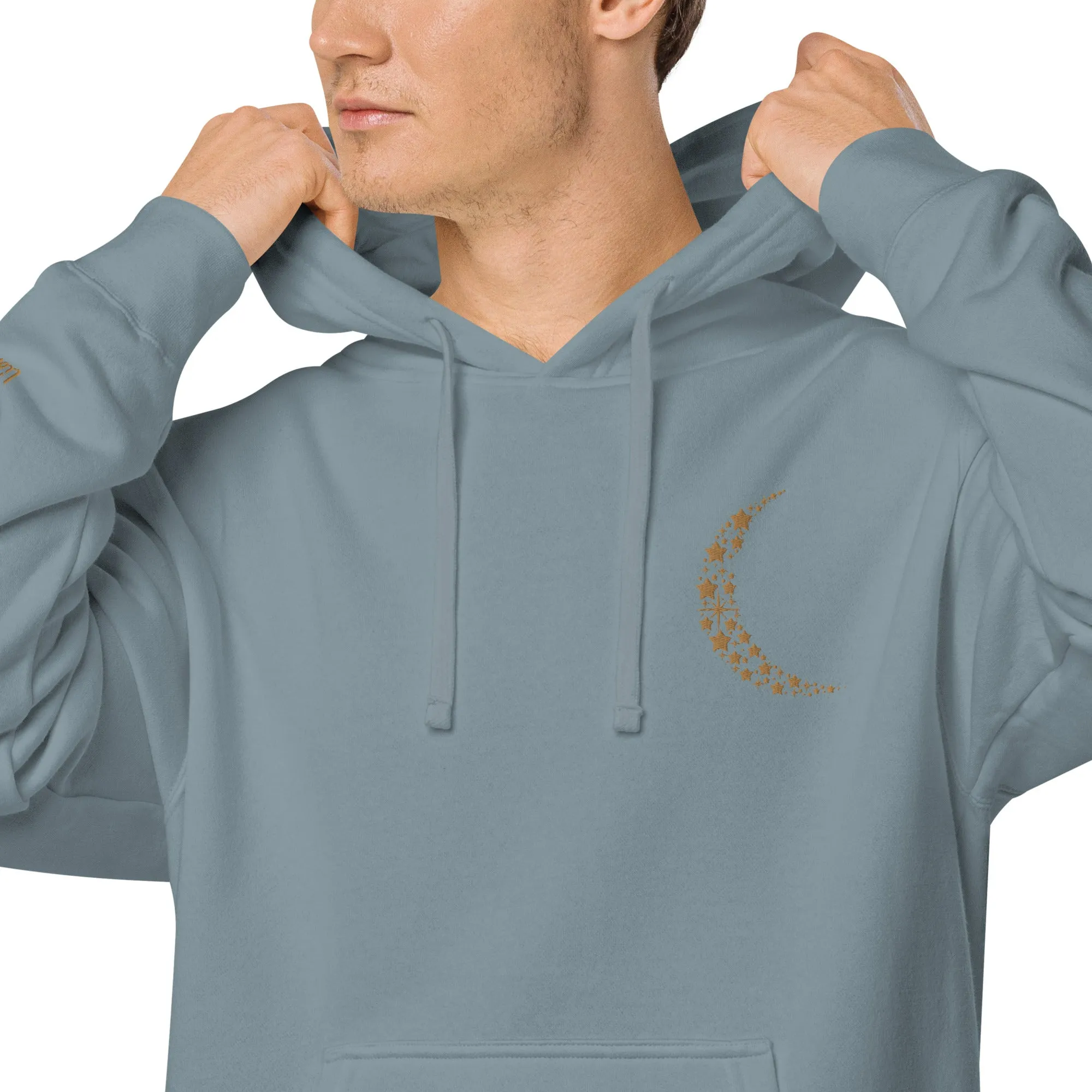 Crescent Moon Design Unisex Pigment-Dyed Hoodie, lioness-love