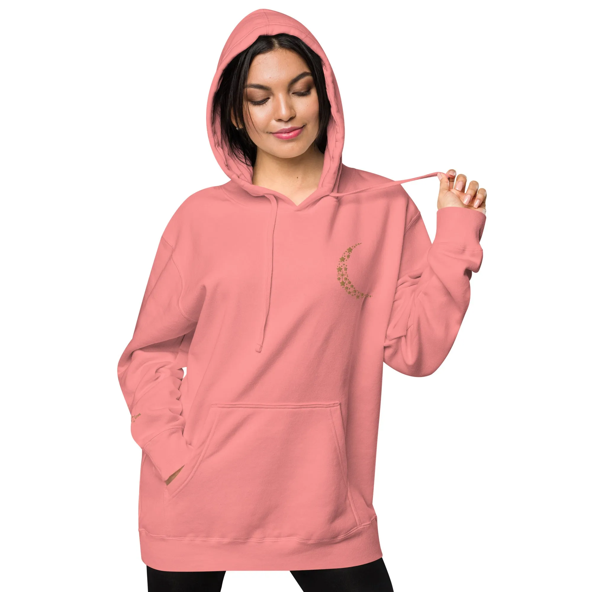 Crescent Moon Design Unisex Pigment-Dyed Hoodie, lioness-love