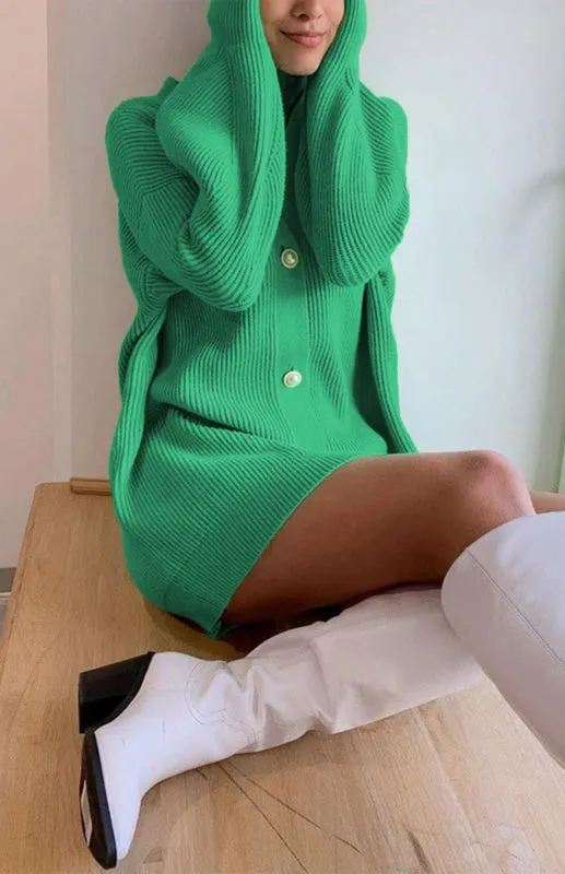 Darlene Candy Color Casual Loose Knit Button Cardigan