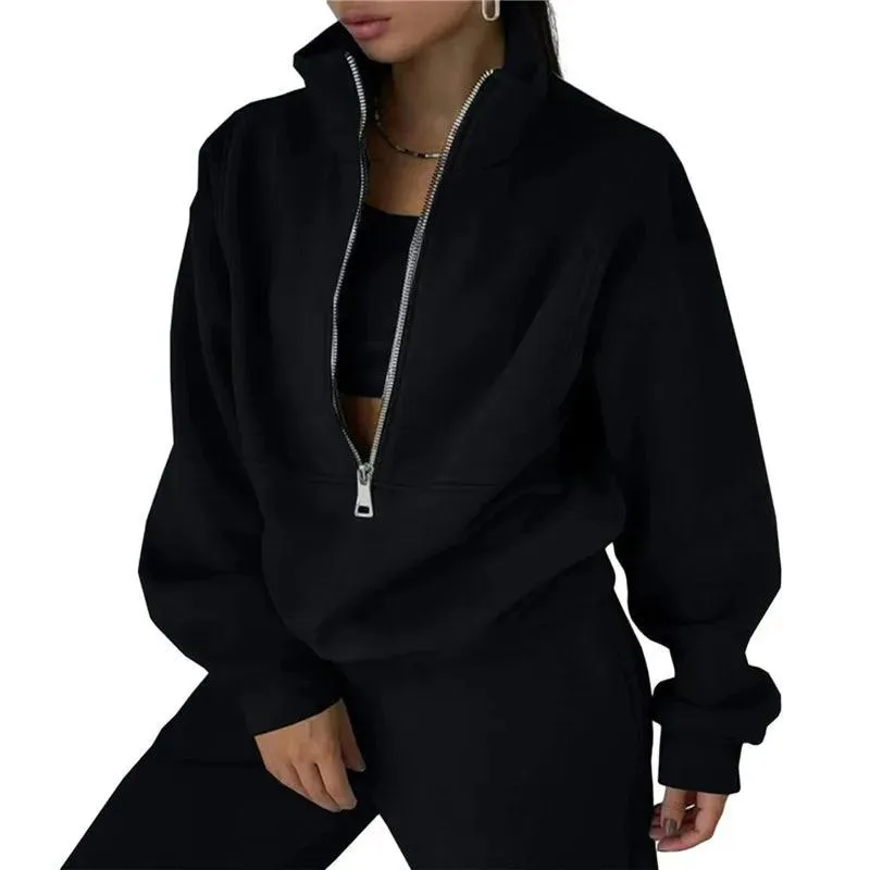 European Style Sporty Hooded Tracksuit in Soft Brushed Fabric