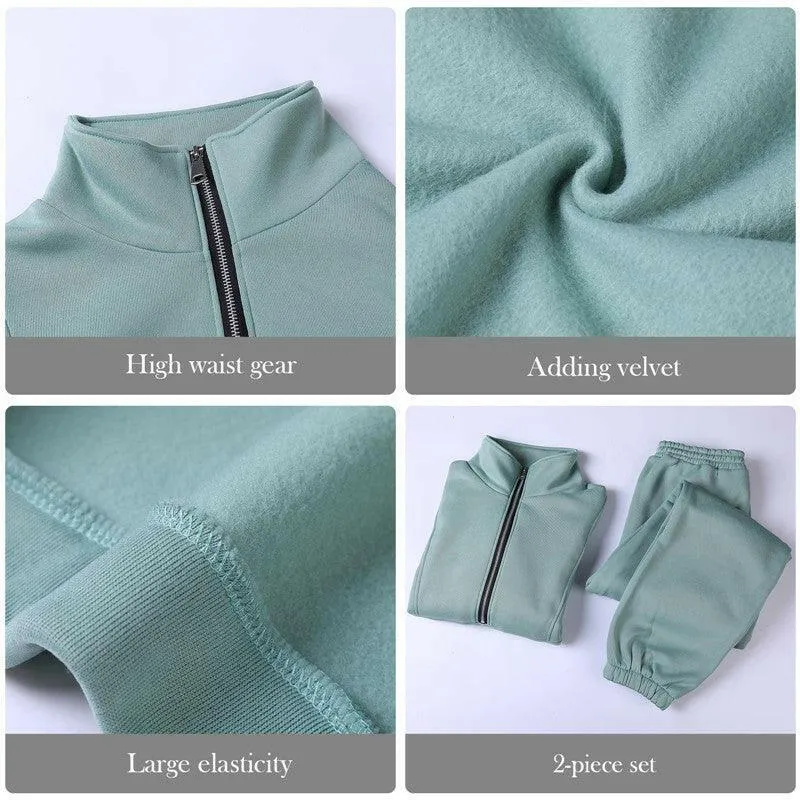 European Style Sporty Hooded Tracksuit in Soft Brushed Fabric