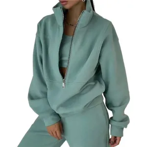 European Style Sporty Hooded Tracksuit in Soft Brushed Fabric