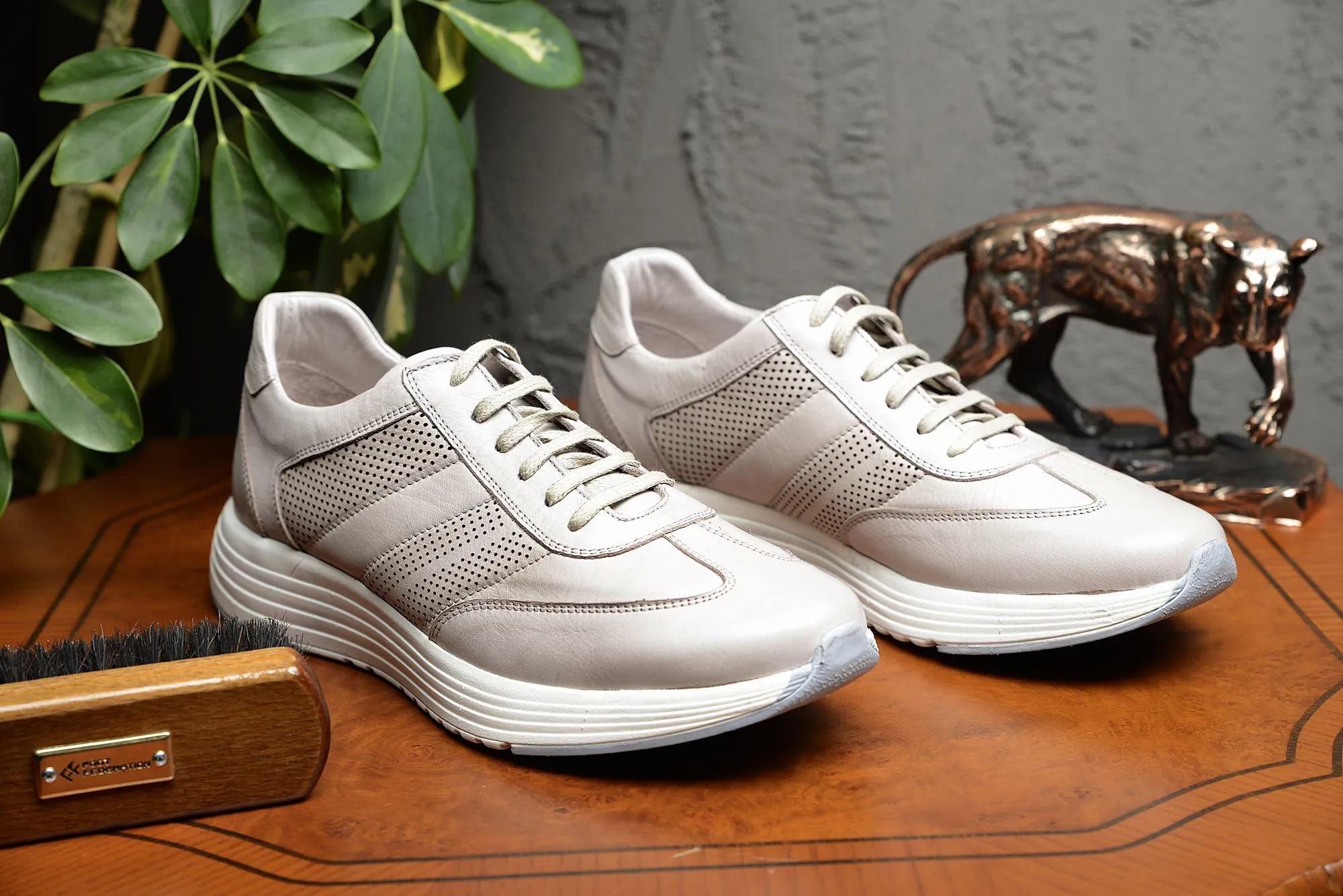 FOOT FEDERATION CITY LACE-UP SNEAKER MENS SHOE STONE GRAY