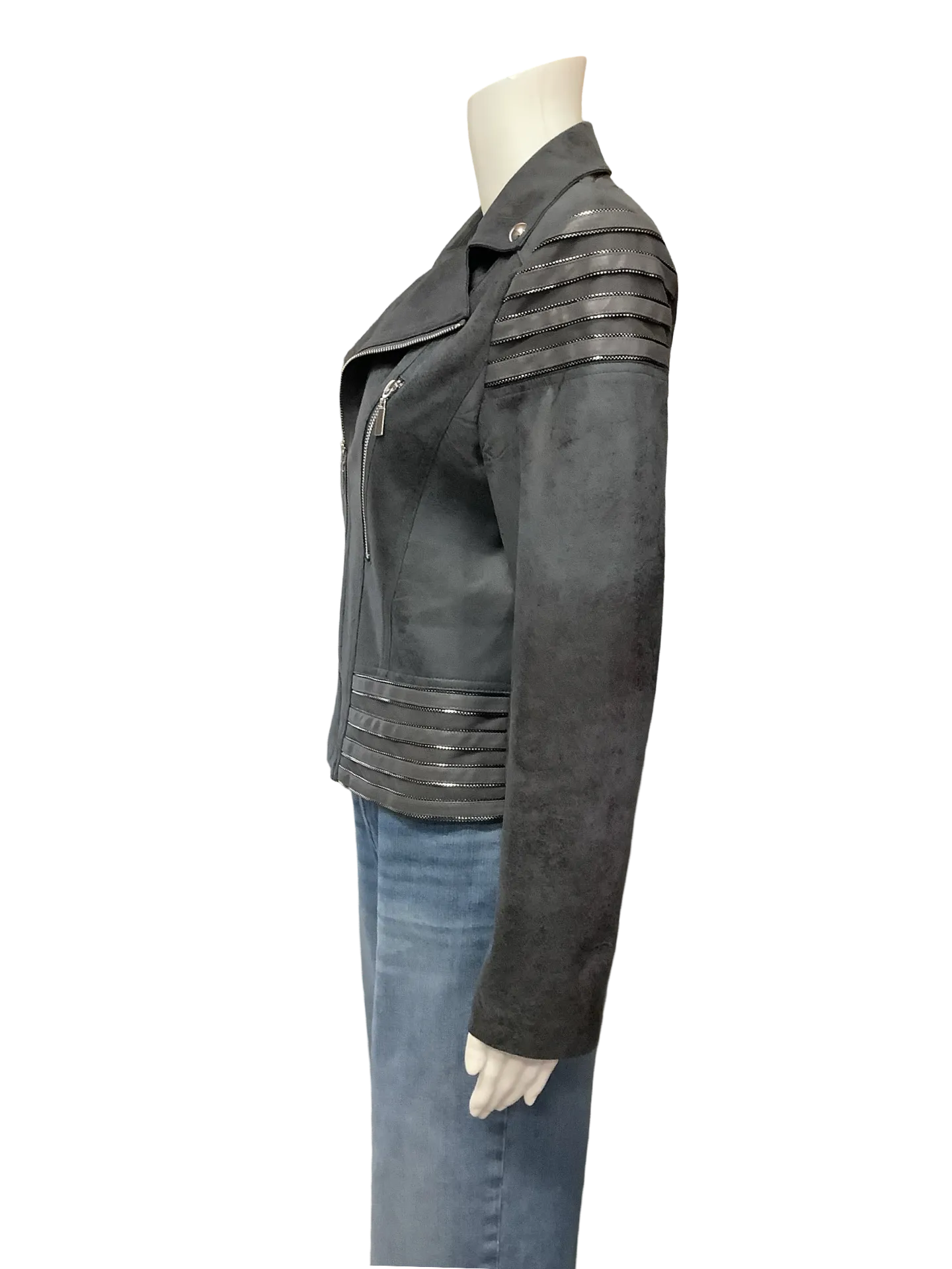 Frank Lyman Jacket Motto Leatherette Grey Size: M