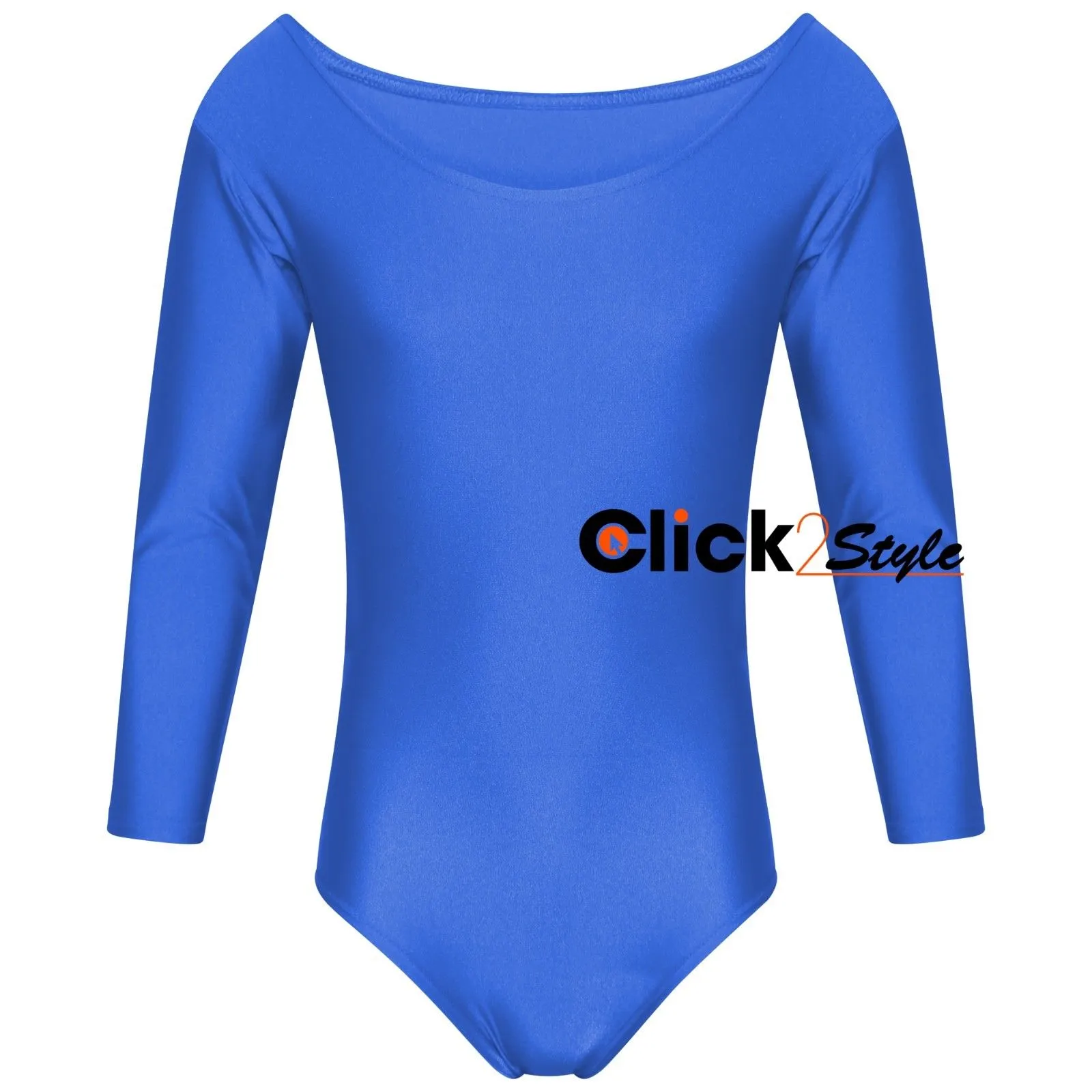 Kids Girls School Uniform Leotard Long Sleeve Sports Gymnastics Ballet Dance -Royal Blue