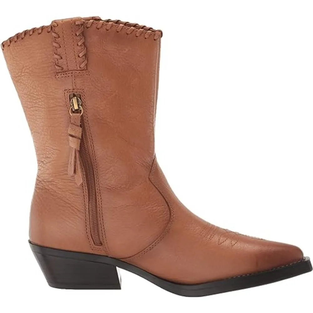 Lance Tan Leather Franco Sarto Cowboy Ankle Boots