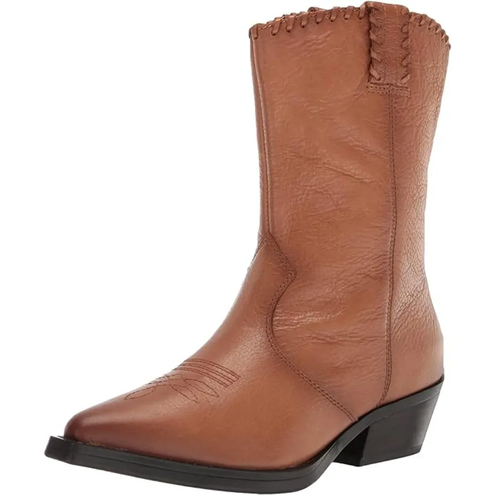 Lance Tan Leather Franco Sarto Cowboy Ankle Boots