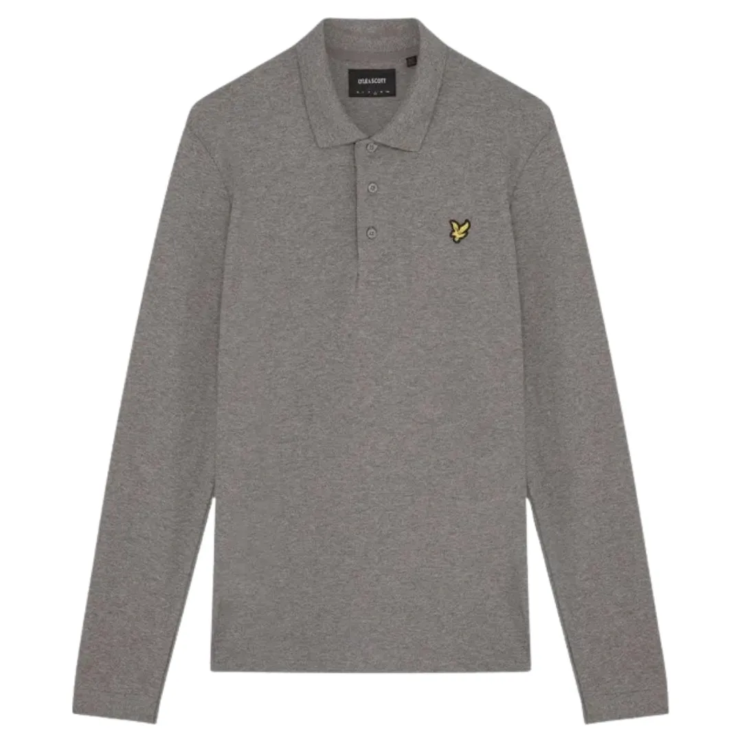 Lyle & Scott Plain Grey Long Sleeved Polo Shirt