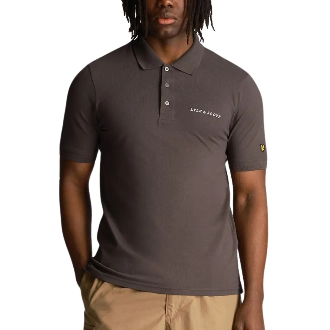 Lyle Scott Plain Embroidered Logo Gunmetal Grey Polo Shirt