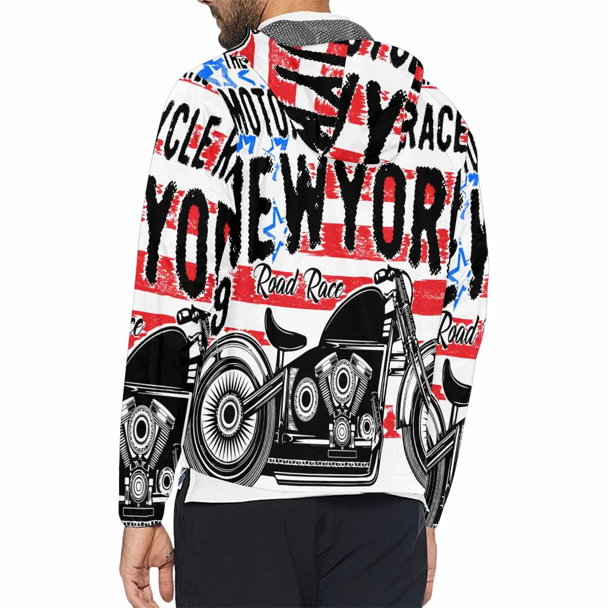 Men's Windbreaker printed retro NY motor