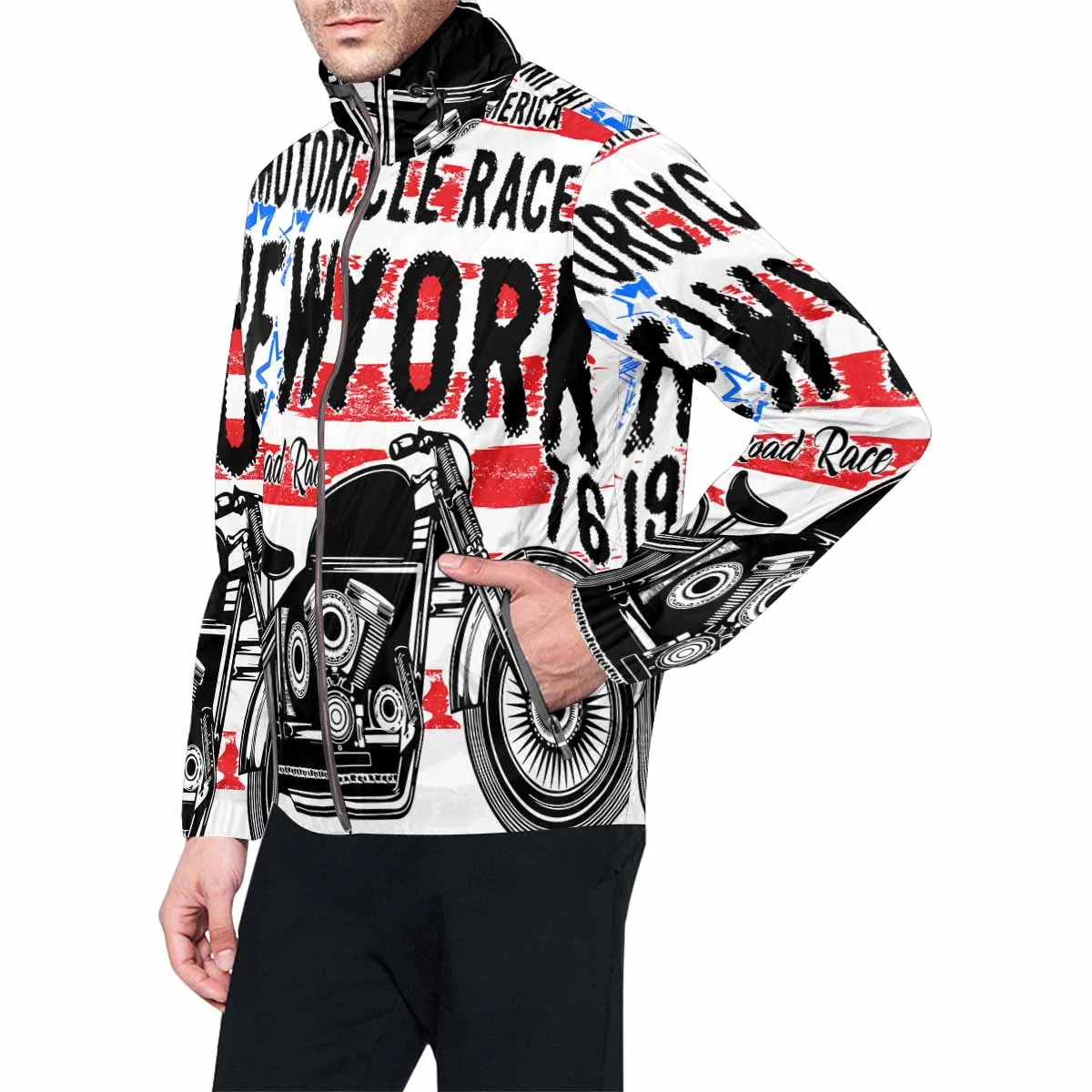 Men's Windbreaker printed retro NY motor
