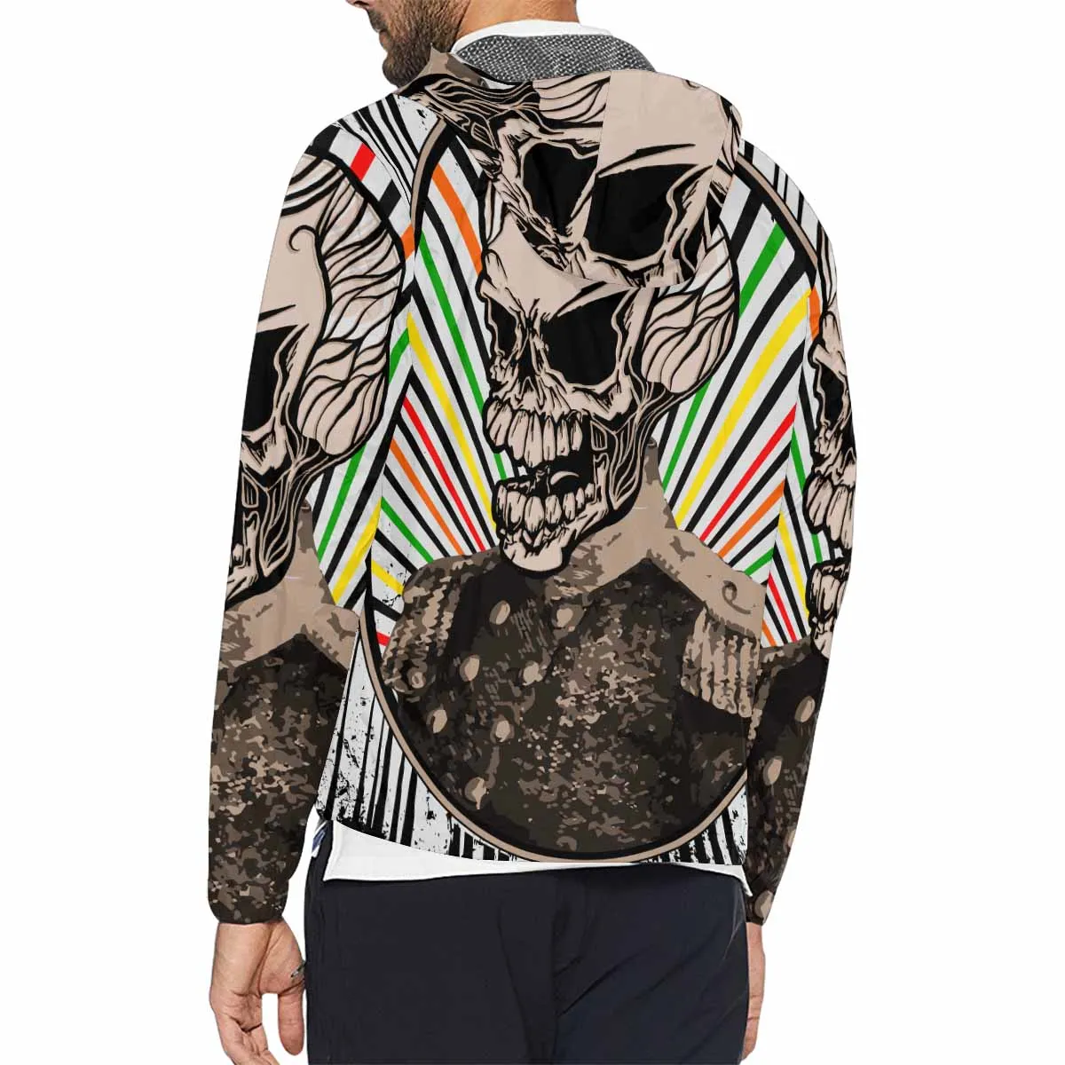 Men's Windbreaker printed Vintage Skull Military