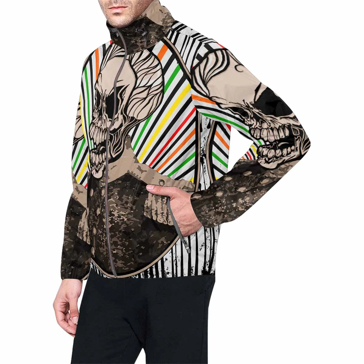 Men's Windbreaker printed Vintage Skull Military