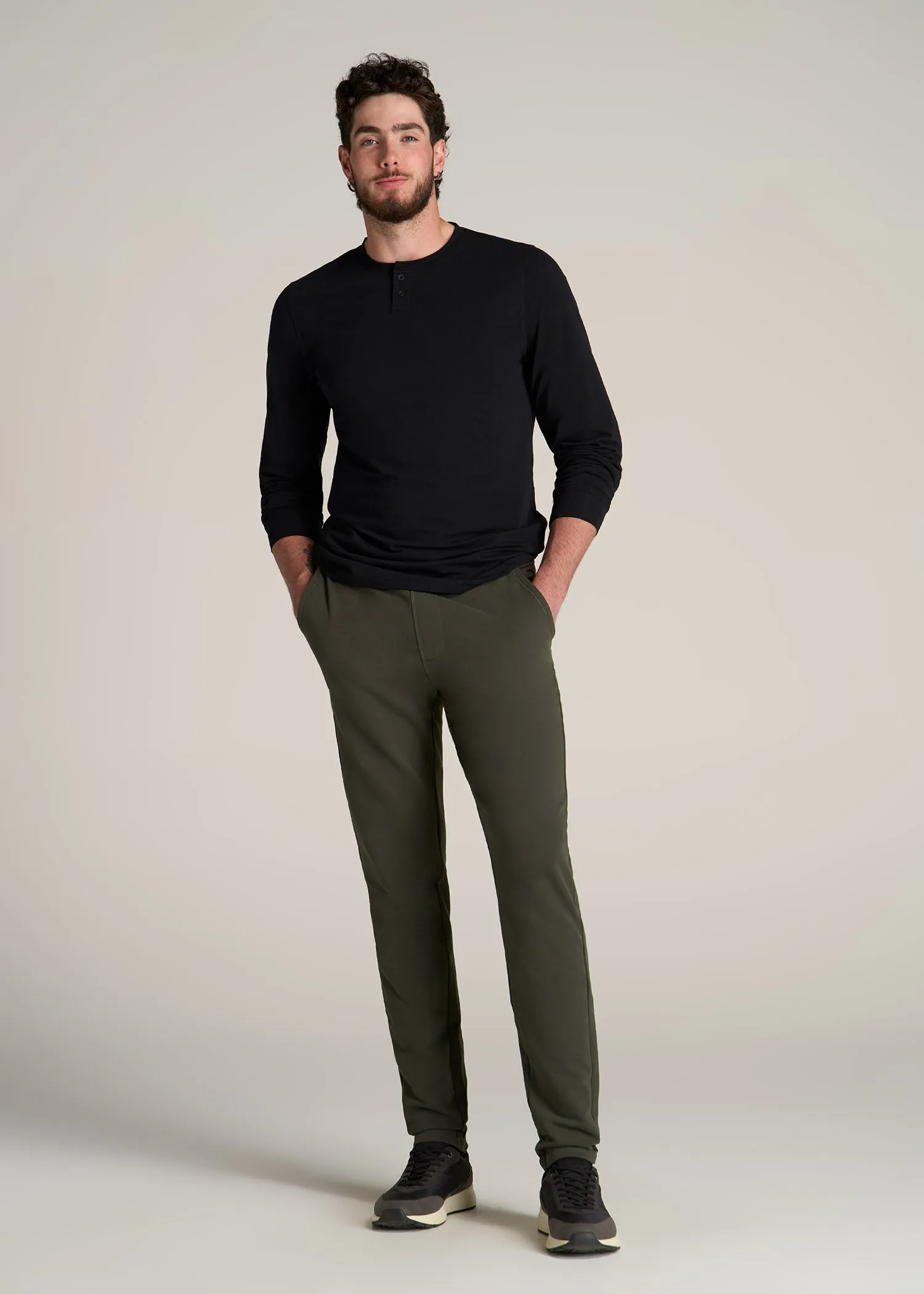 Microsanded French Terry Sweatpants For Tall Men in Hunter Green